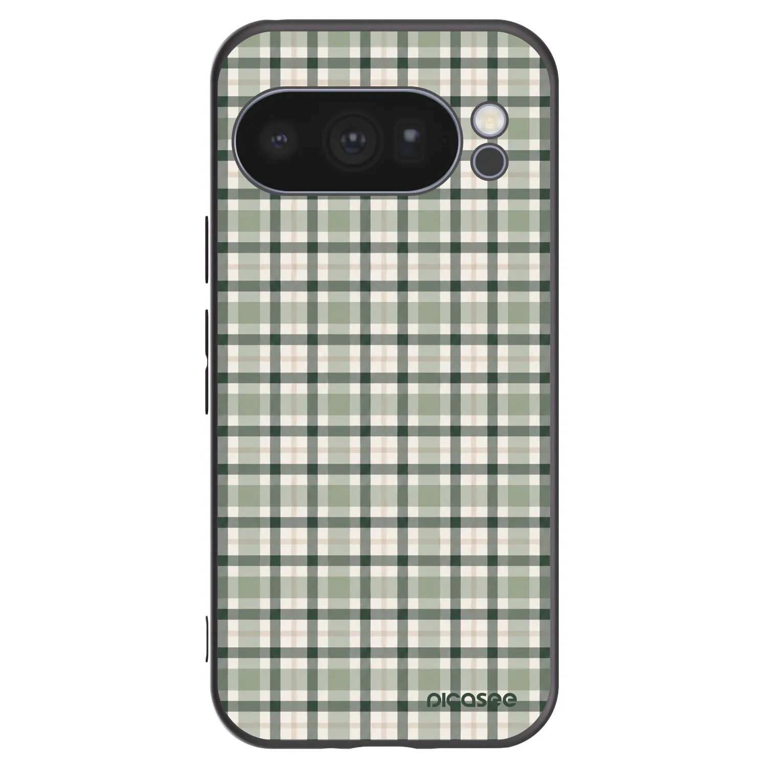 Picasee Google Pixel 10 Pro Hülle - Schwarzes Silikon - Sage Tartan