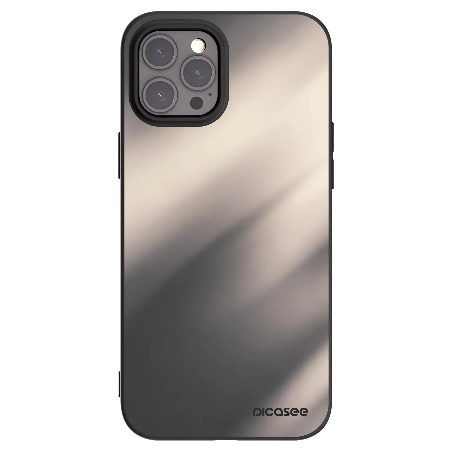 Picasee Apple iPhone 12 Pro Max Hülle - Schwarzes Silikon - Smoky Beige