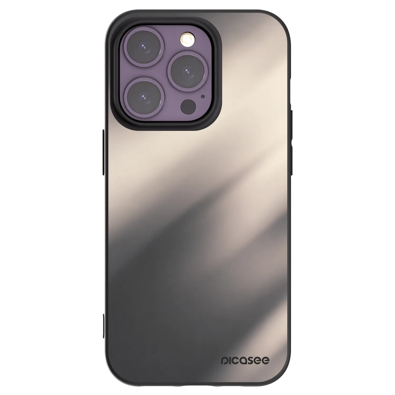 Picasee Apple iPhone 14 Pro Hülle - Schwarzes Silikon - Smoky Beige