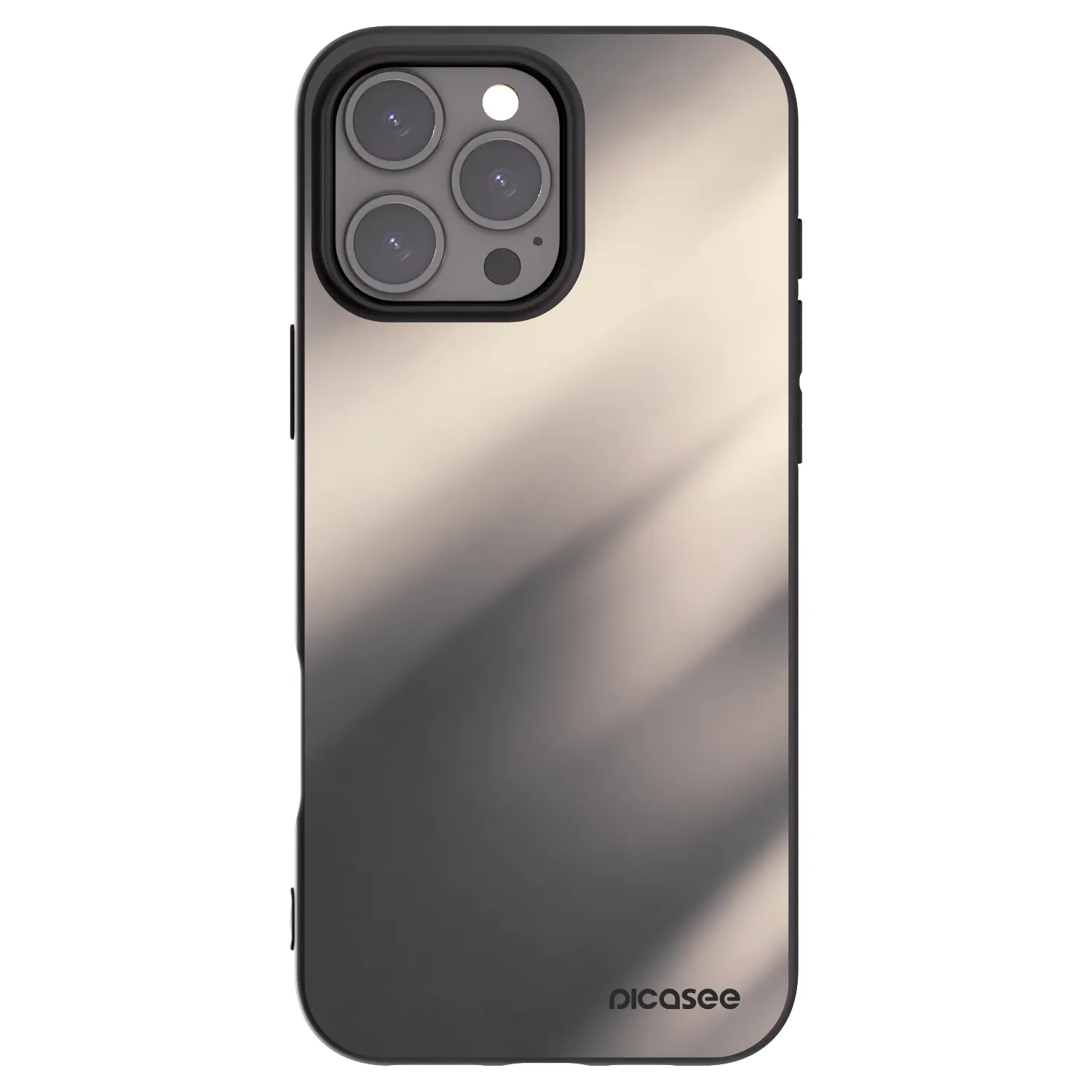 Picasee Apple iPhone 16 Pro Max Hülle - Schwarzes Silikon - Smoky Beige