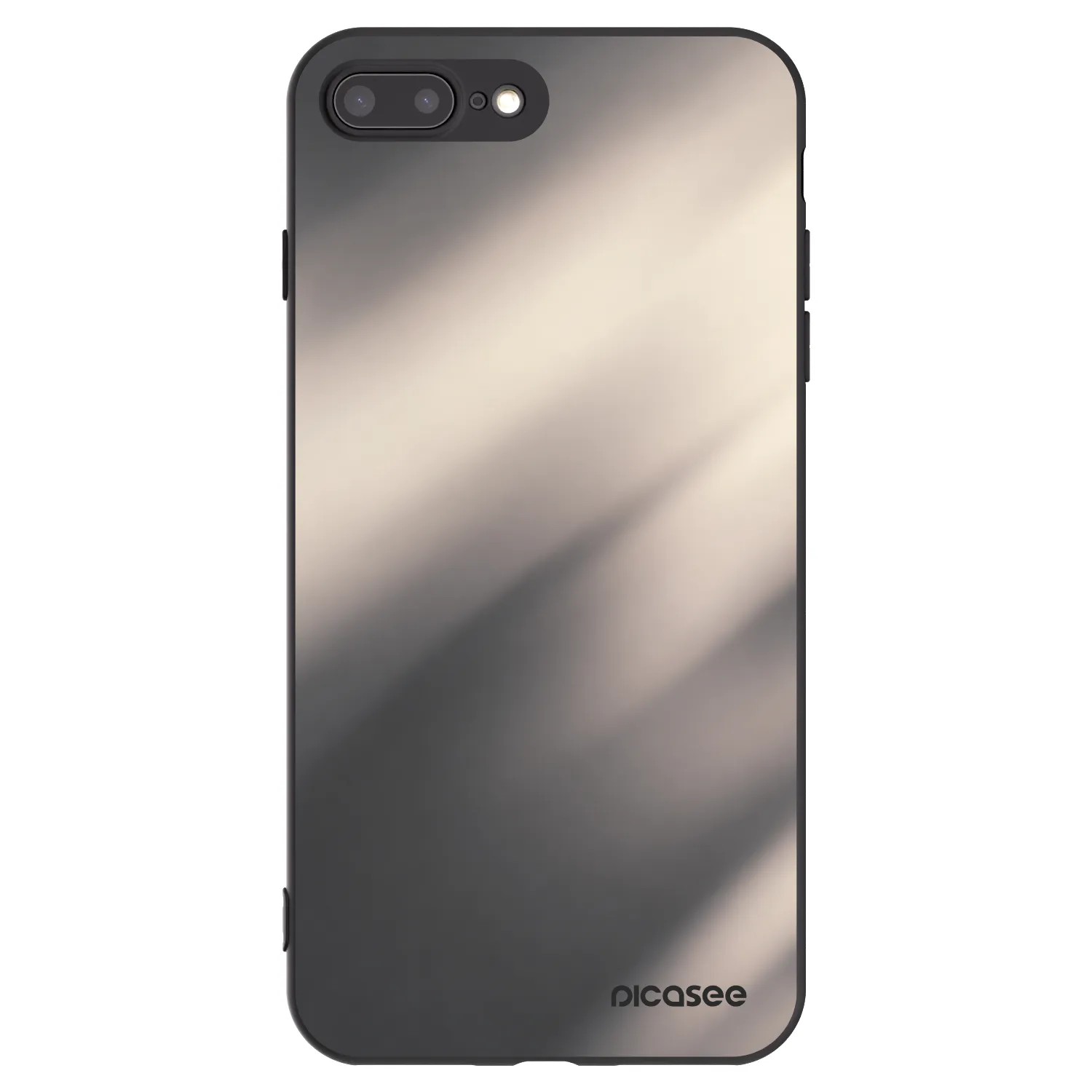 Picasee Apple iPhone 8 Plus Hülle - Schwarzes Silikon - Smoky Beige
