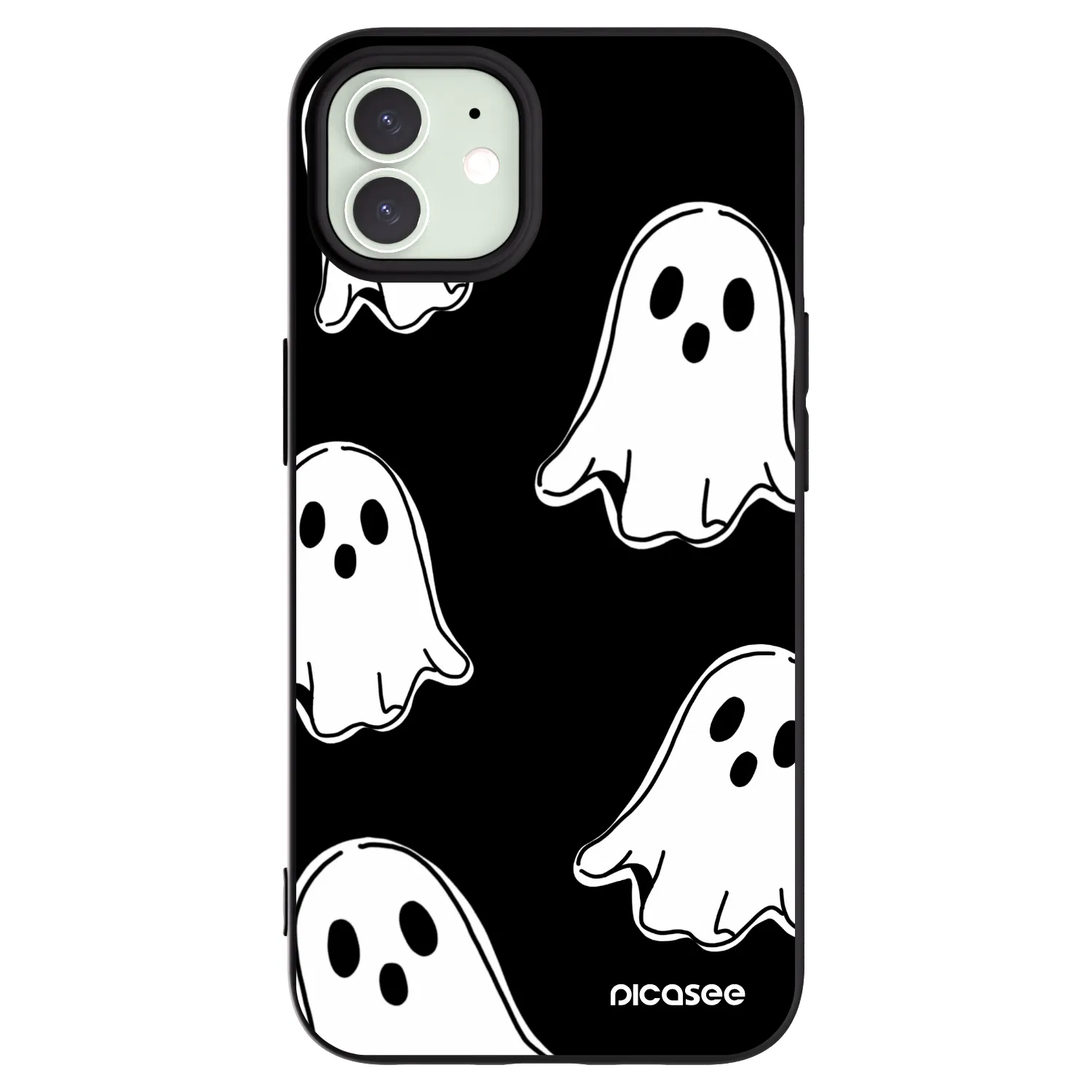 Picasee Apple iPhone 12 Hülle - Schwarzes Silikon - Black ghosts