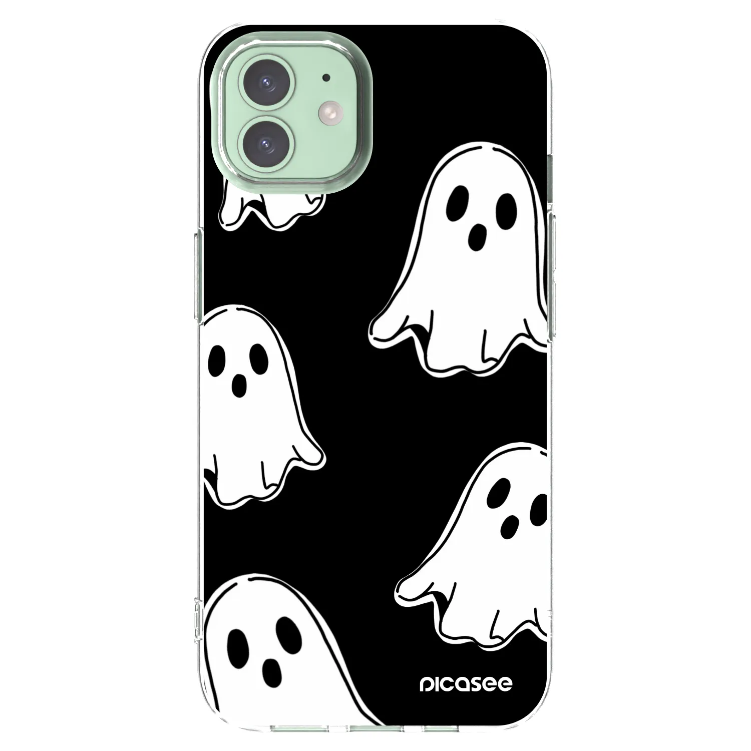 Picasee Apple iPhone 12 Hülle - Transparentes Silikon - Black ghosts
