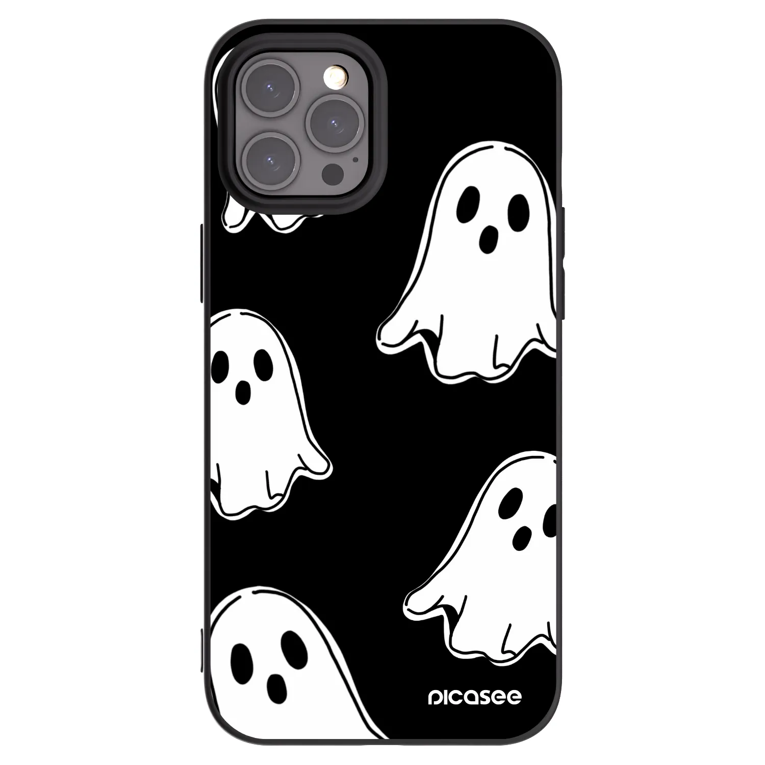 Picasee Apple iPhone 12 Pro Max Hülle - Schwarzes Silikon - Black ghosts