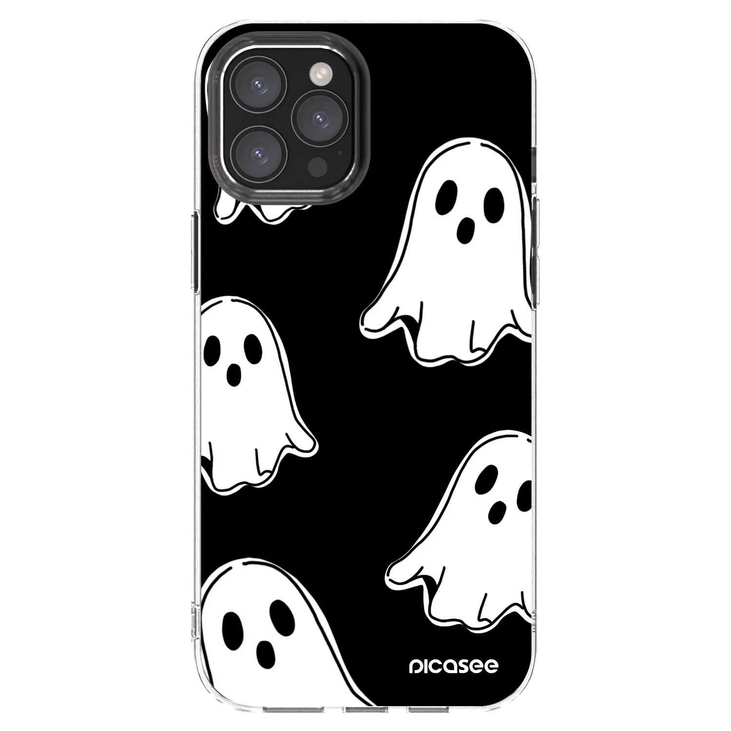 Picasee Apple iPhone 12 Pro Max Hülle - Transparentes Silikon - Black ghosts