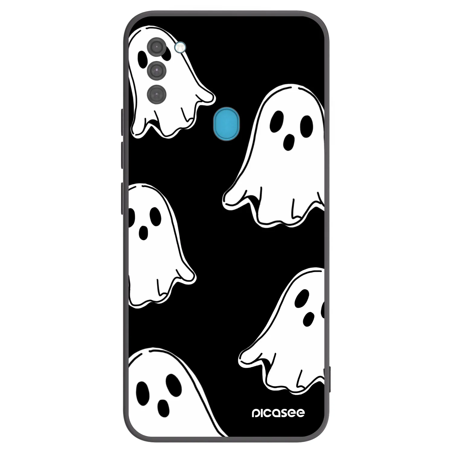 Picasee Samsung Galaxy M11 Hülle - Schwarzes Silikon - Black ghosts