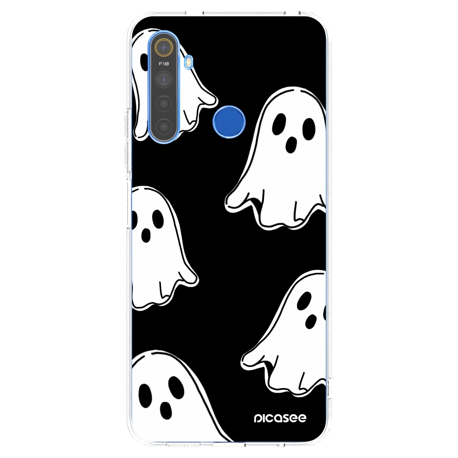 Picasee Realme 5 Hülle - Transparentes Silikon - Black ghosts