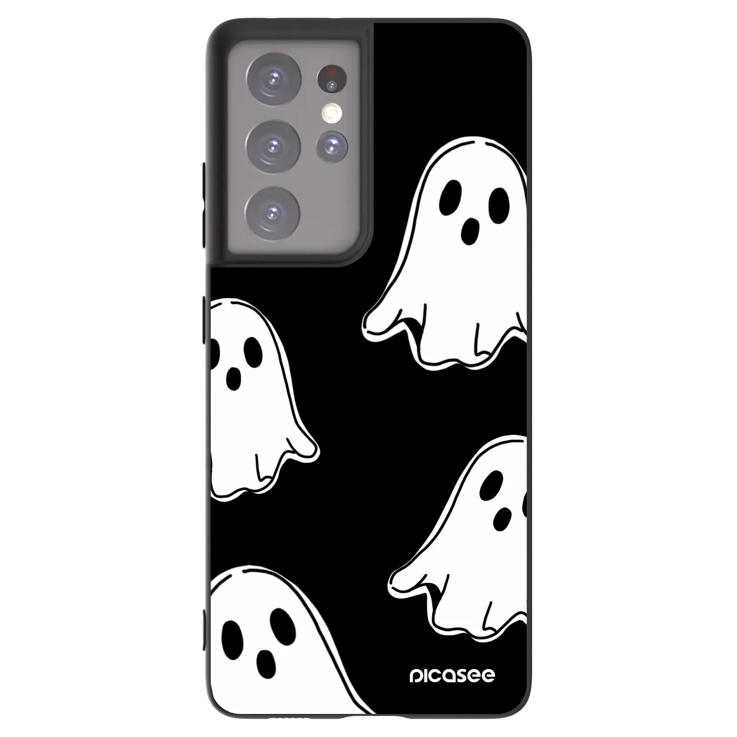 Picasee Samsung Galaxy S21 Ultra 5G G998B Hülle - Schwarzes Silikon - Black ghosts