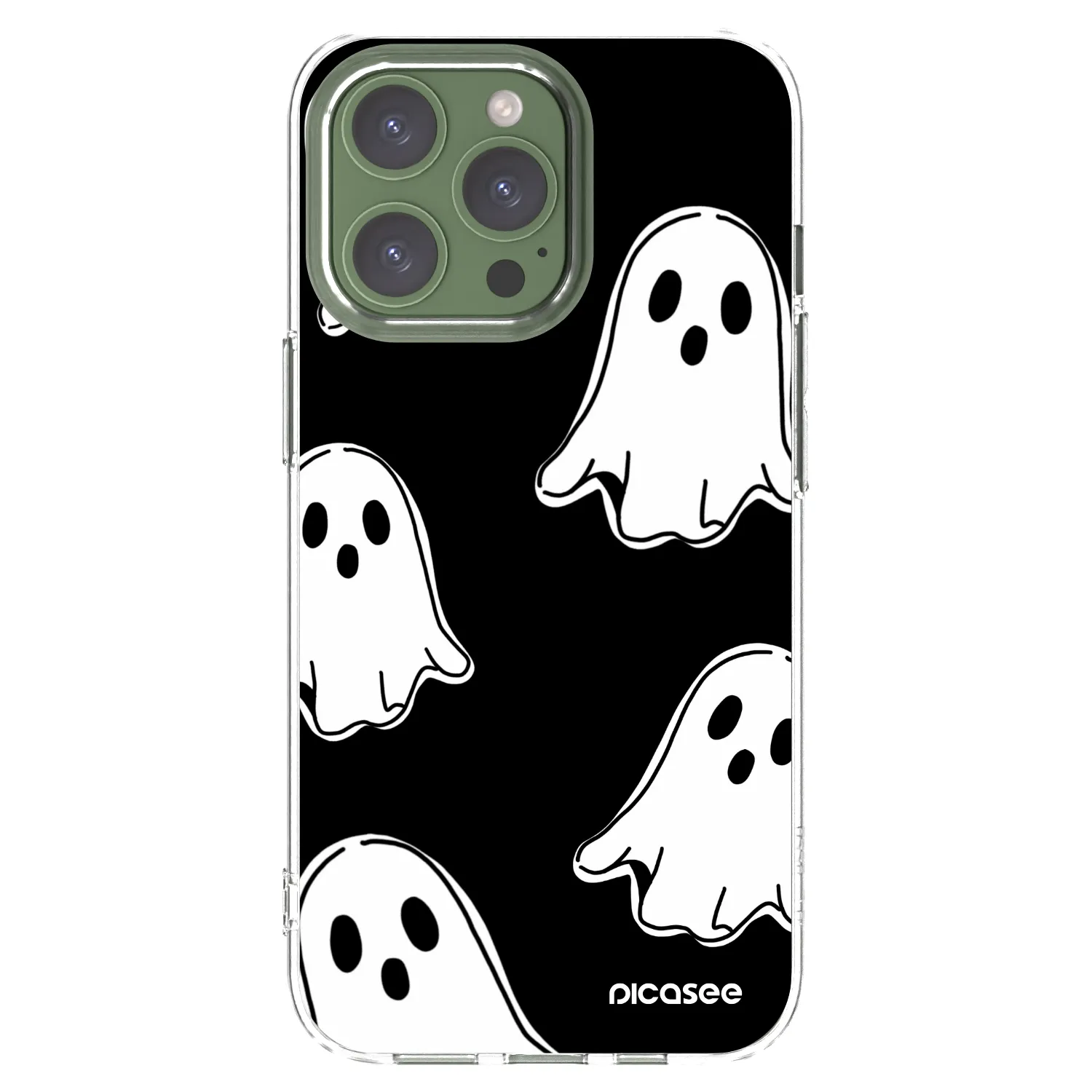 Picasee Apple iPhone 13 Pro Hülle - Transparentes Silikon - Black ghosts