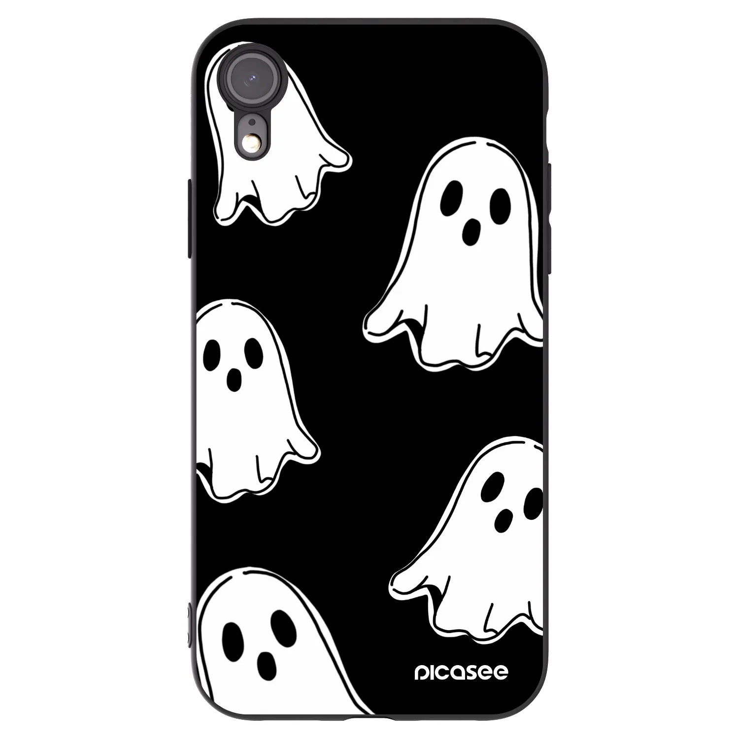 Picasee Apple iPhone XR Hülle - Schwarzes Silikon - Black ghosts