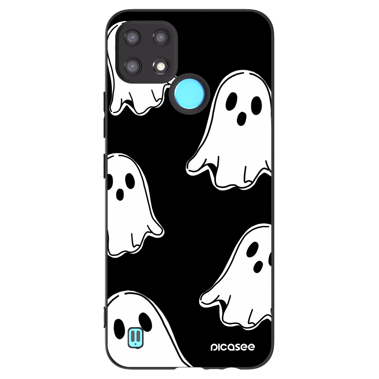 Picasee Realme C21 Hülle - Schwarzes Silikon - Black ghosts
