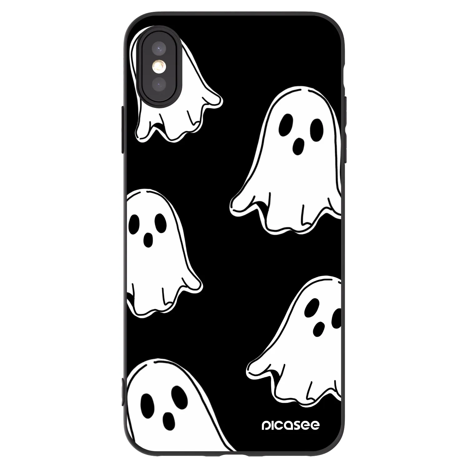Picasee Apple iPhone XS Max Hülle - Schwarzes Silikon - Black ghosts