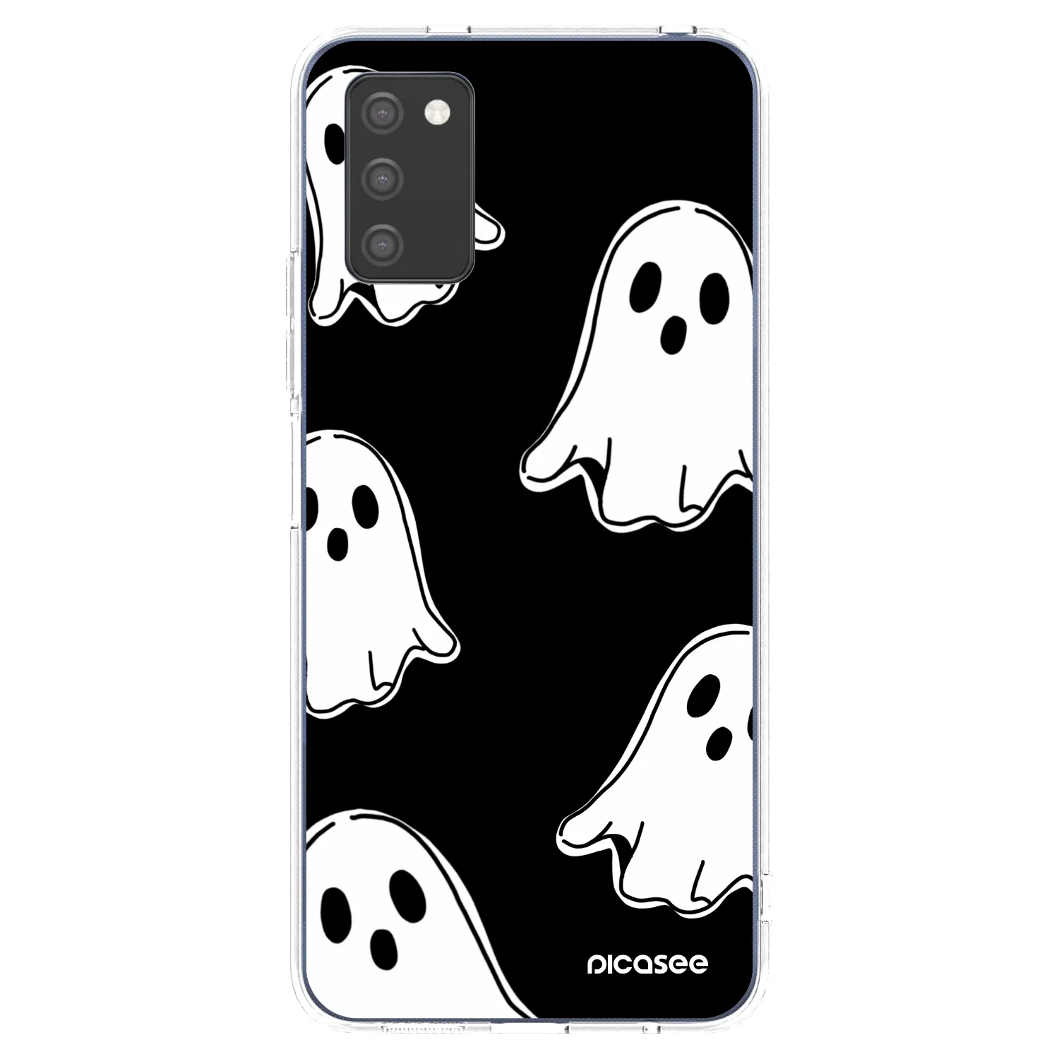 Picasee Samsung Galaxy A03s A037G Hülle - Transparentes Silikon - Black ghosts