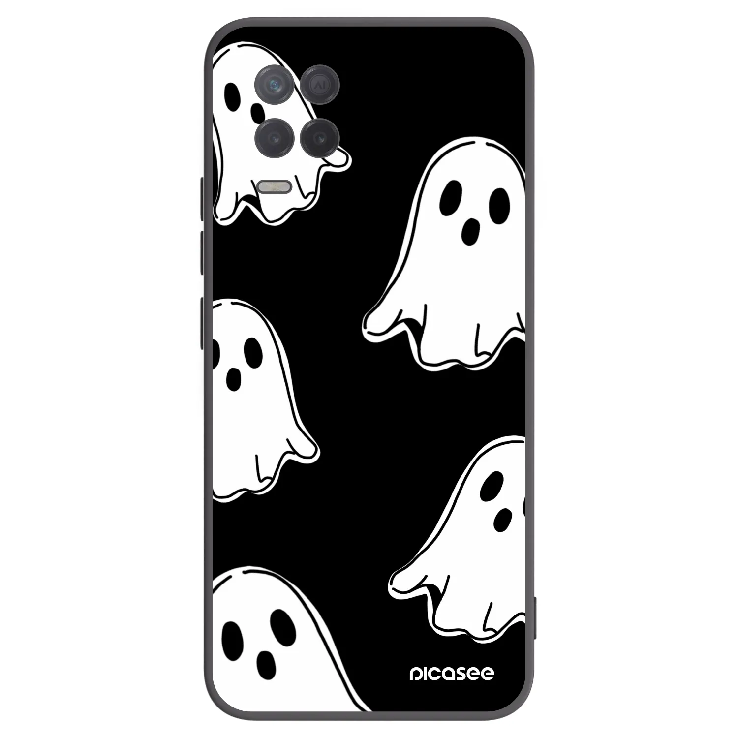 Picasee Realme 8 5G Hülle - Schwarzes Silikon - Black ghosts
