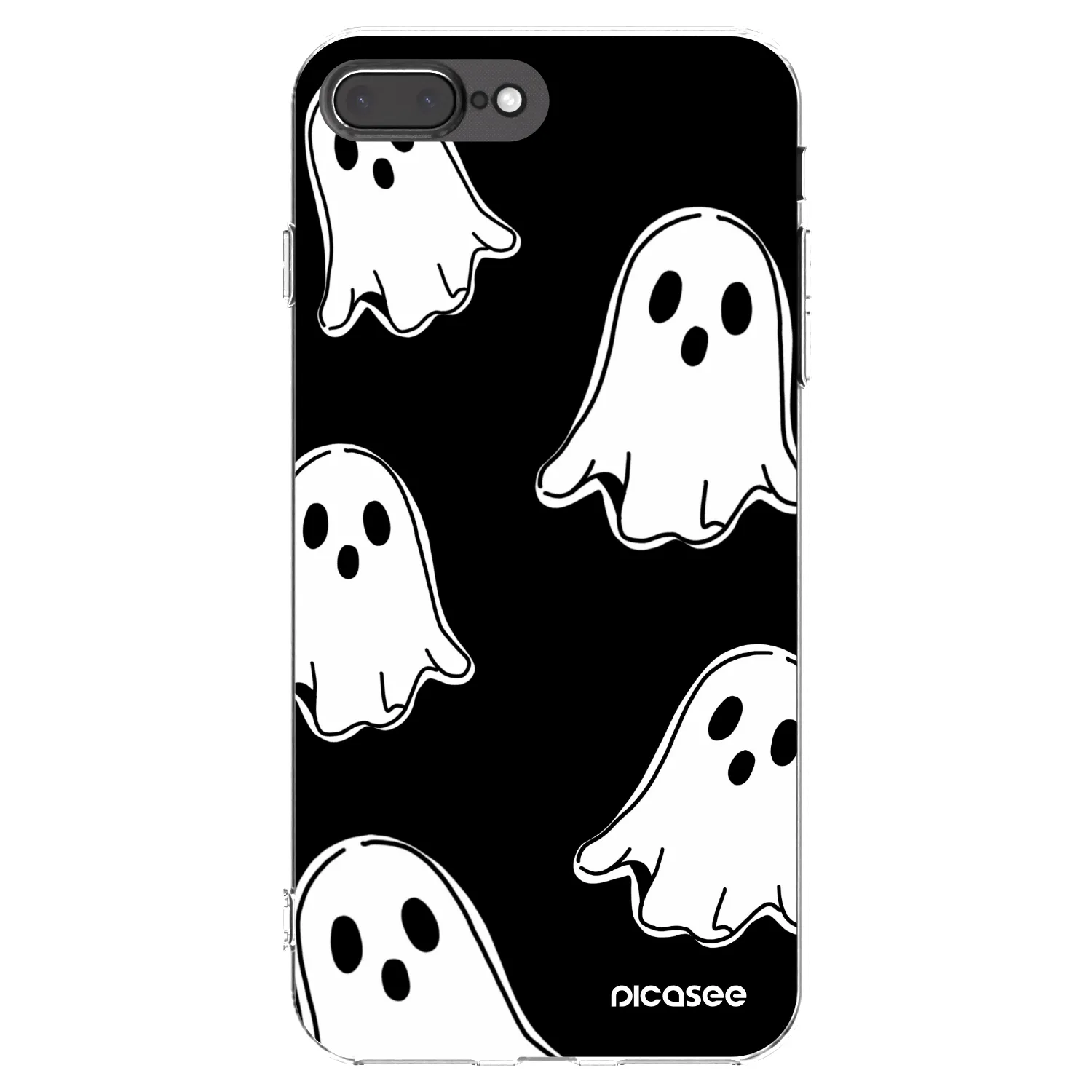 Picasee Apple iPhone 7 Plus Hülle - Transparentes Silikon - Black ghosts