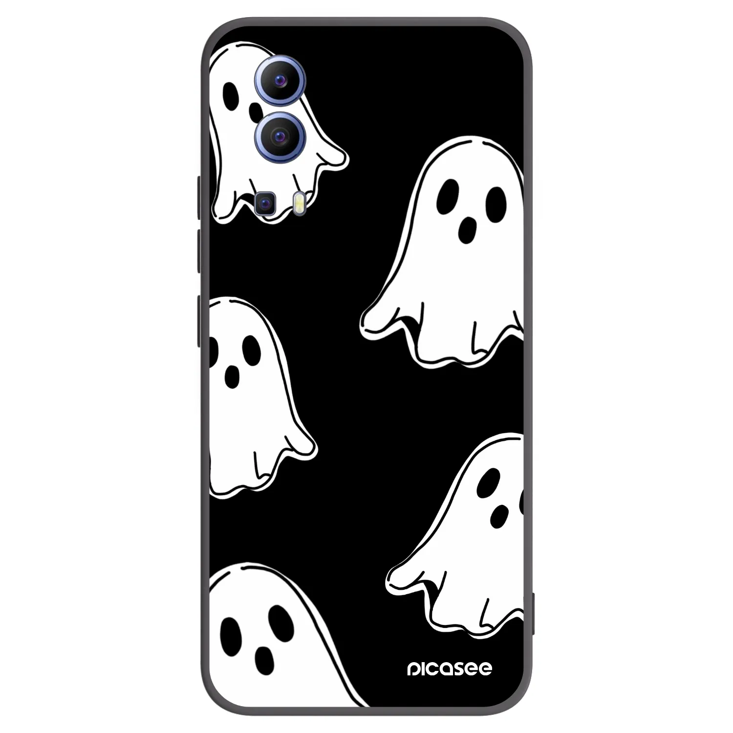 Picasee Vivo Y52 5G Hülle - Schwarzes Silikon - Black ghosts