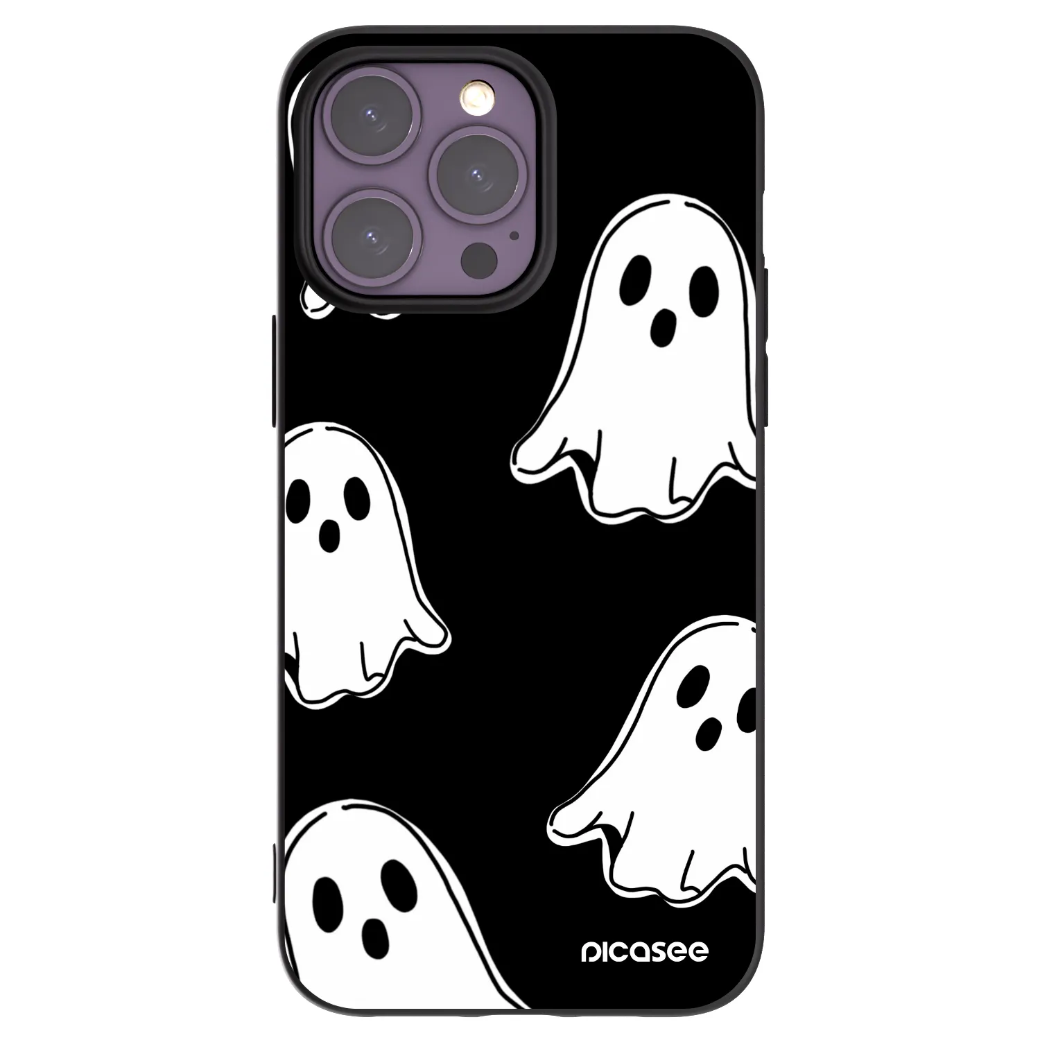 Picasee Apple iPhone 14 Pro Max Hülle - Schwarzes Silikon - Black ghosts