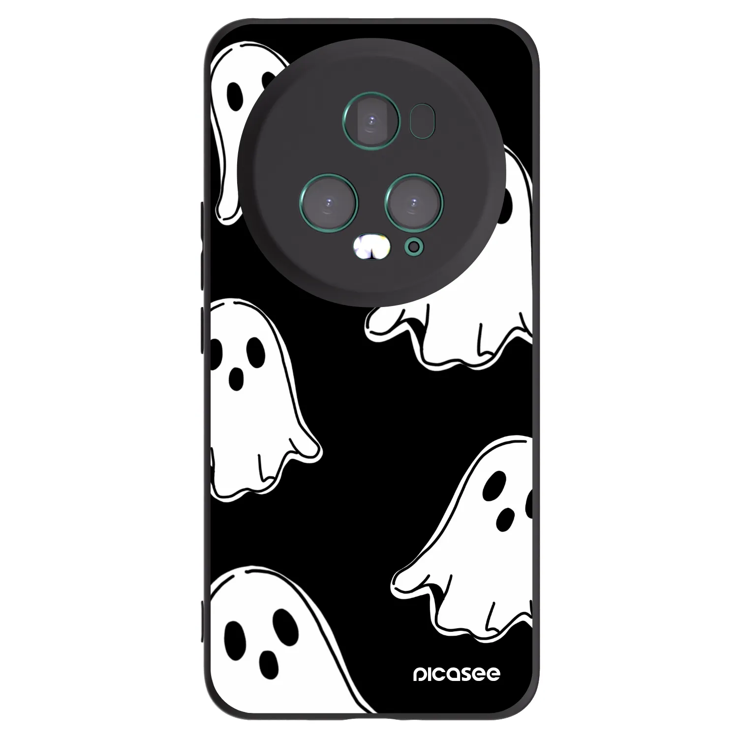 Picasee Honor Magic5 Pro Hülle - Schwarzes Silikon - Black ghosts
