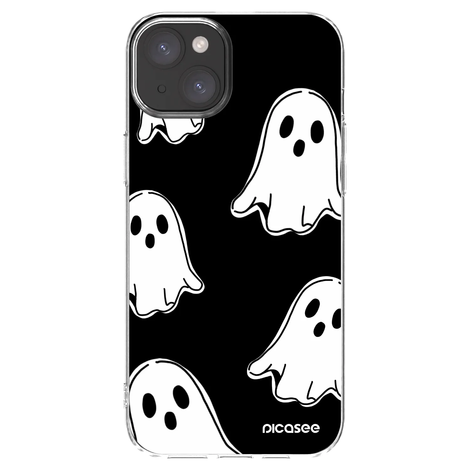 Picasee Apple iPhone 15 Plus Hülle - Transparentes Silikon - Black ghosts