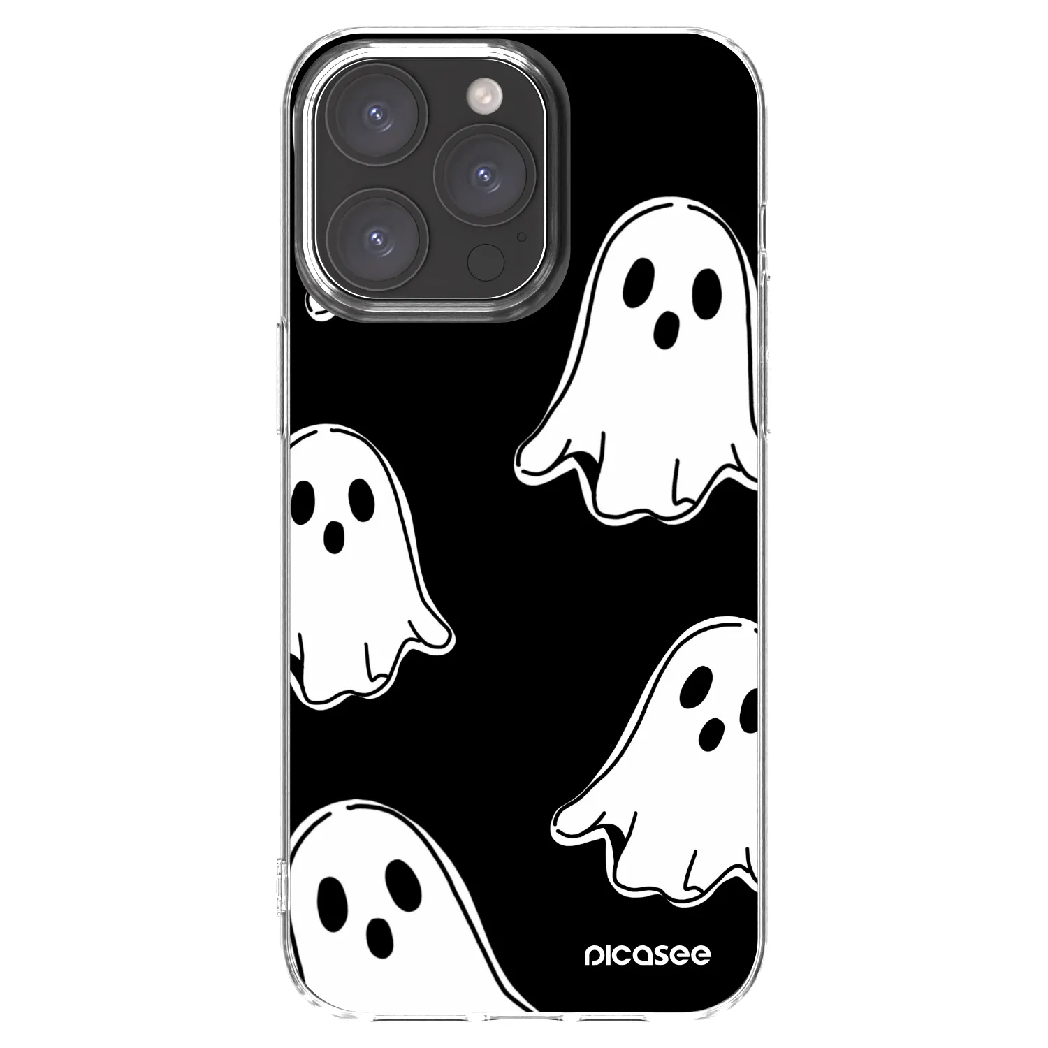 Picasee Apple iPhone 15 Pro Max Hülle - Transparentes Silikon - Black ghosts