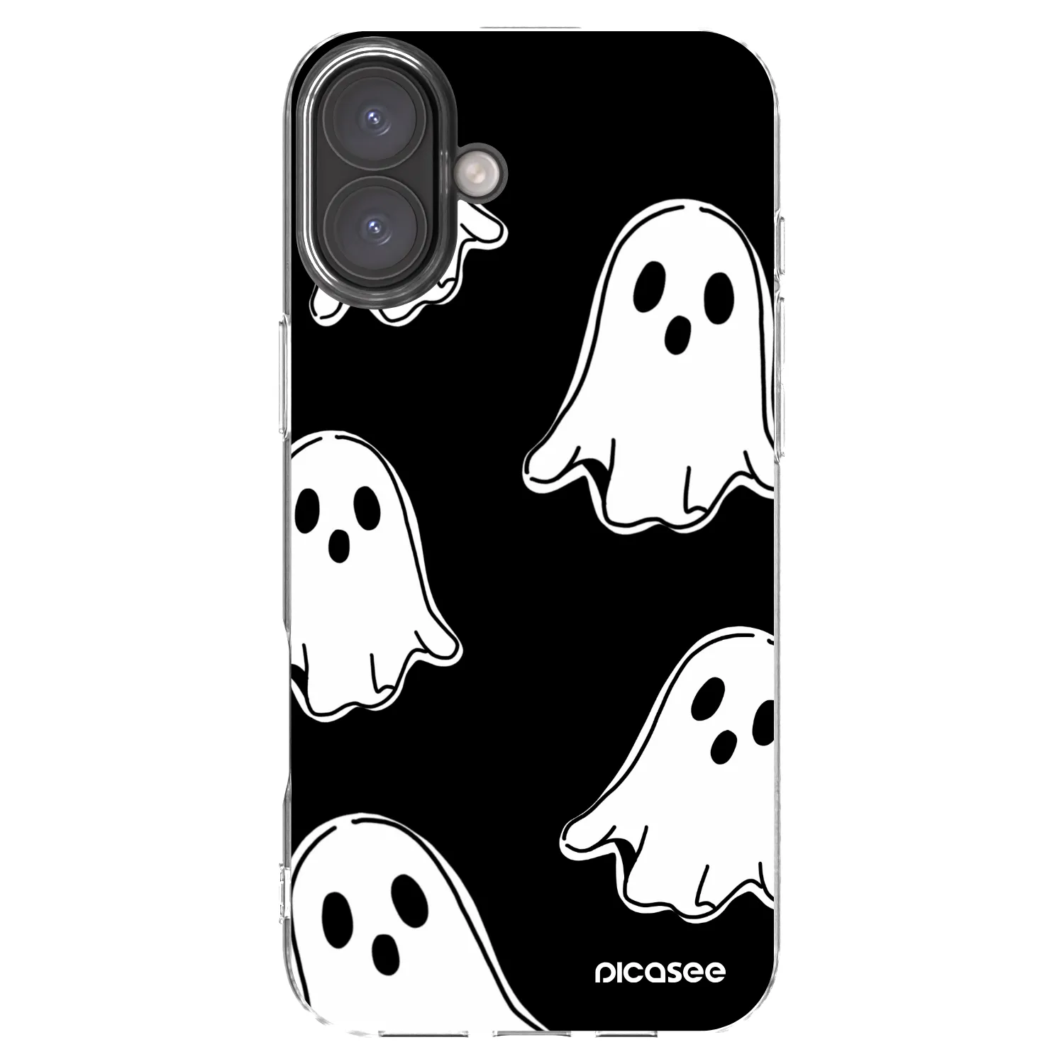 Picasee Apple iPhone 16 Plus Hülle - Transparentes Silikon - Black ghosts