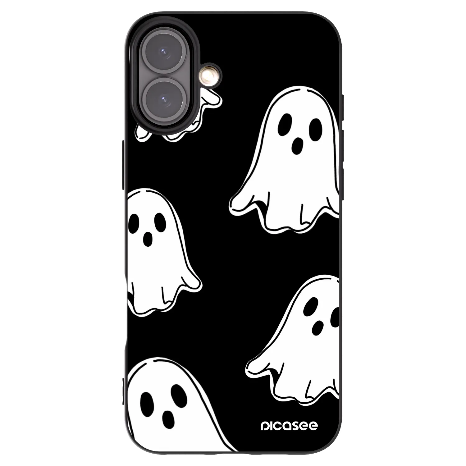 Picasee Apple iPhone 16 Plus Hülle - Schwarzes Silikon - Black ghosts