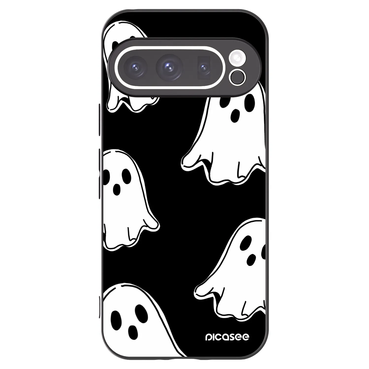 Picasee Google Pixel 9 Pro Hülle - Schwarzes Silikon - Black ghosts