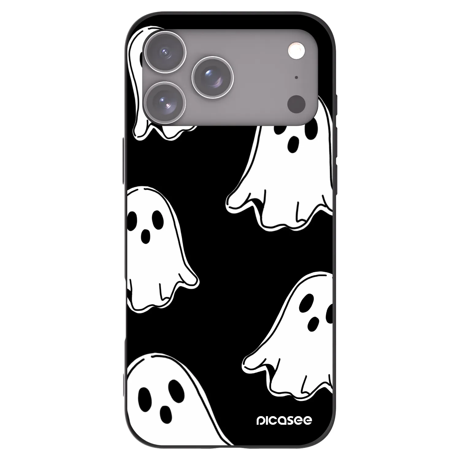 Picasee Apple iPhone 17 Pro Max Hülle - Schwarzes Silikon - Black ghosts