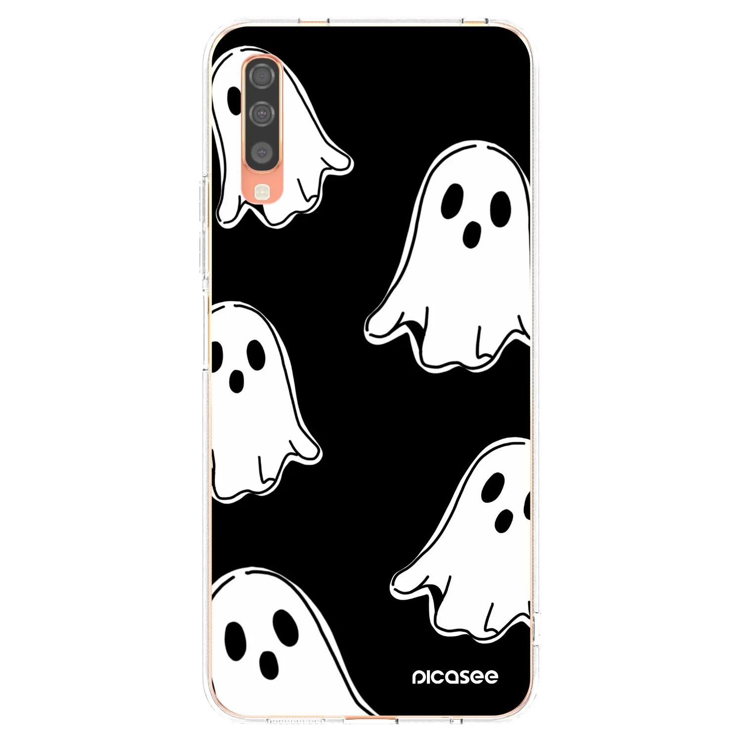 Picasee Samsung Galaxy A70 A705F Hülle - Transparentes Silikon - Black ghosts