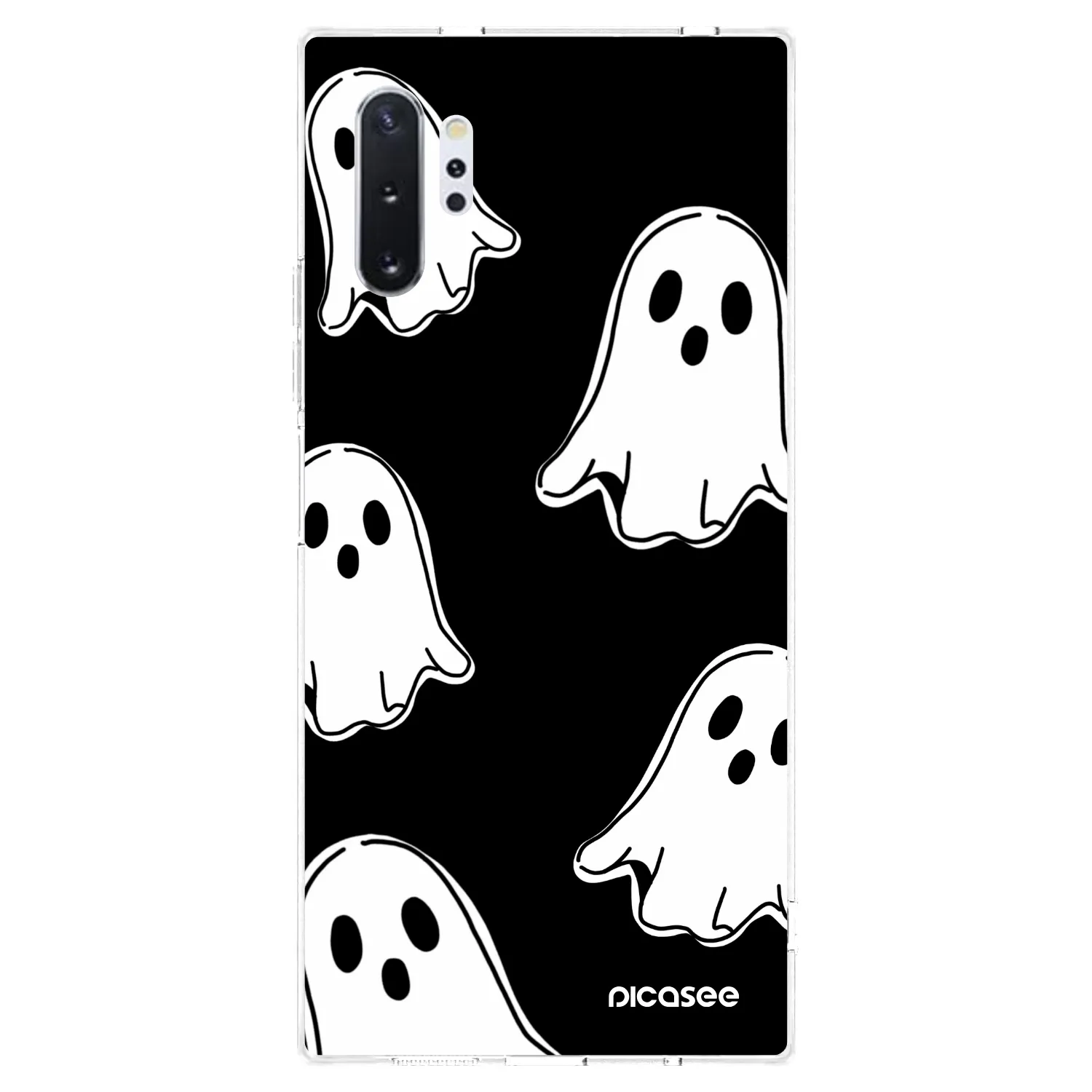Picasee Samsung Galaxy Note 10+ N975F Hülle - Transparentes Silikon - Black ghosts