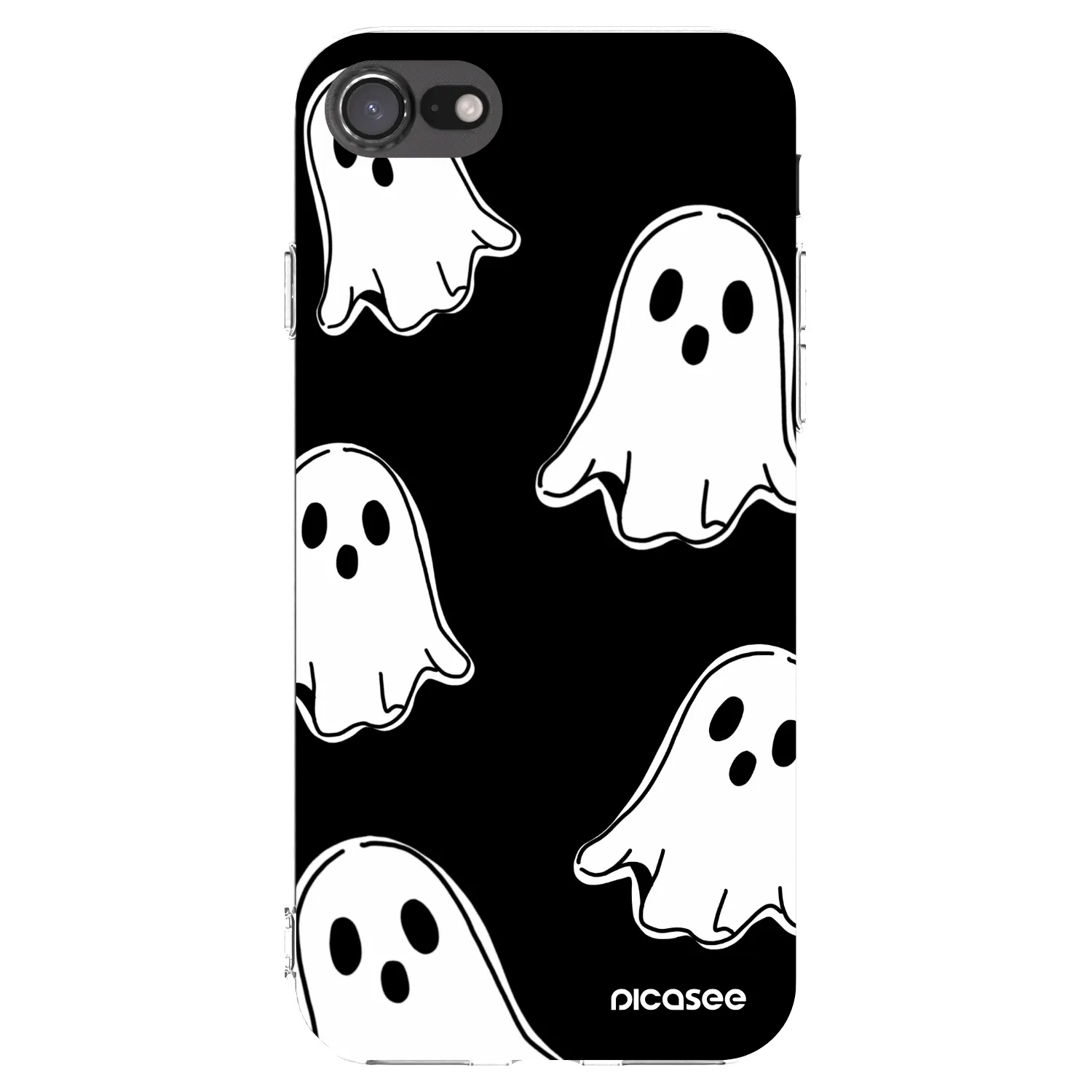 Picasee Apple iPhone SE 2020 Hülle - Transparentes Silikon - Black ghosts