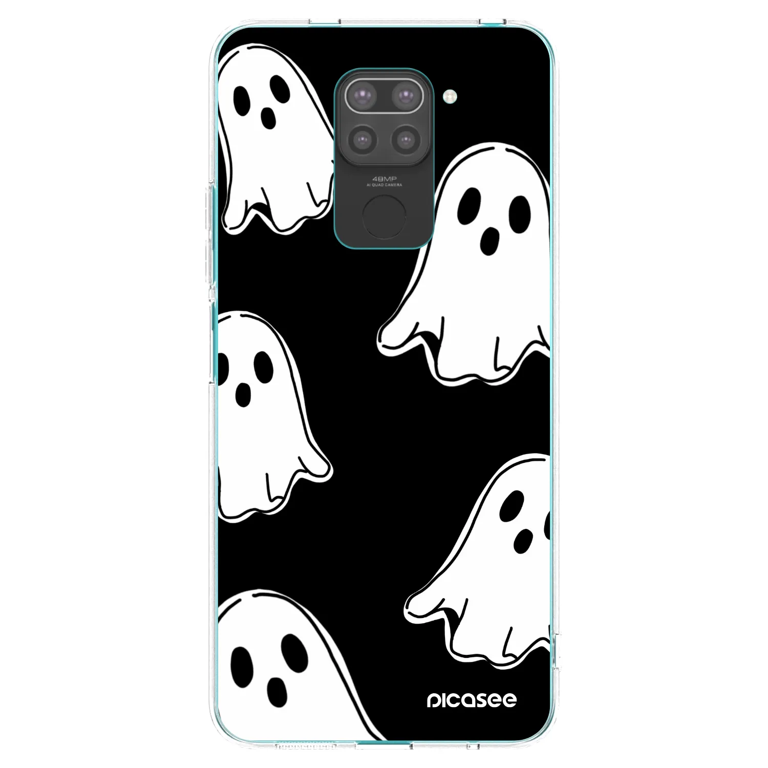 Picasee Xiaomi Redmi Note 9 Hülle - Schwarzes Silikon - Black ghosts