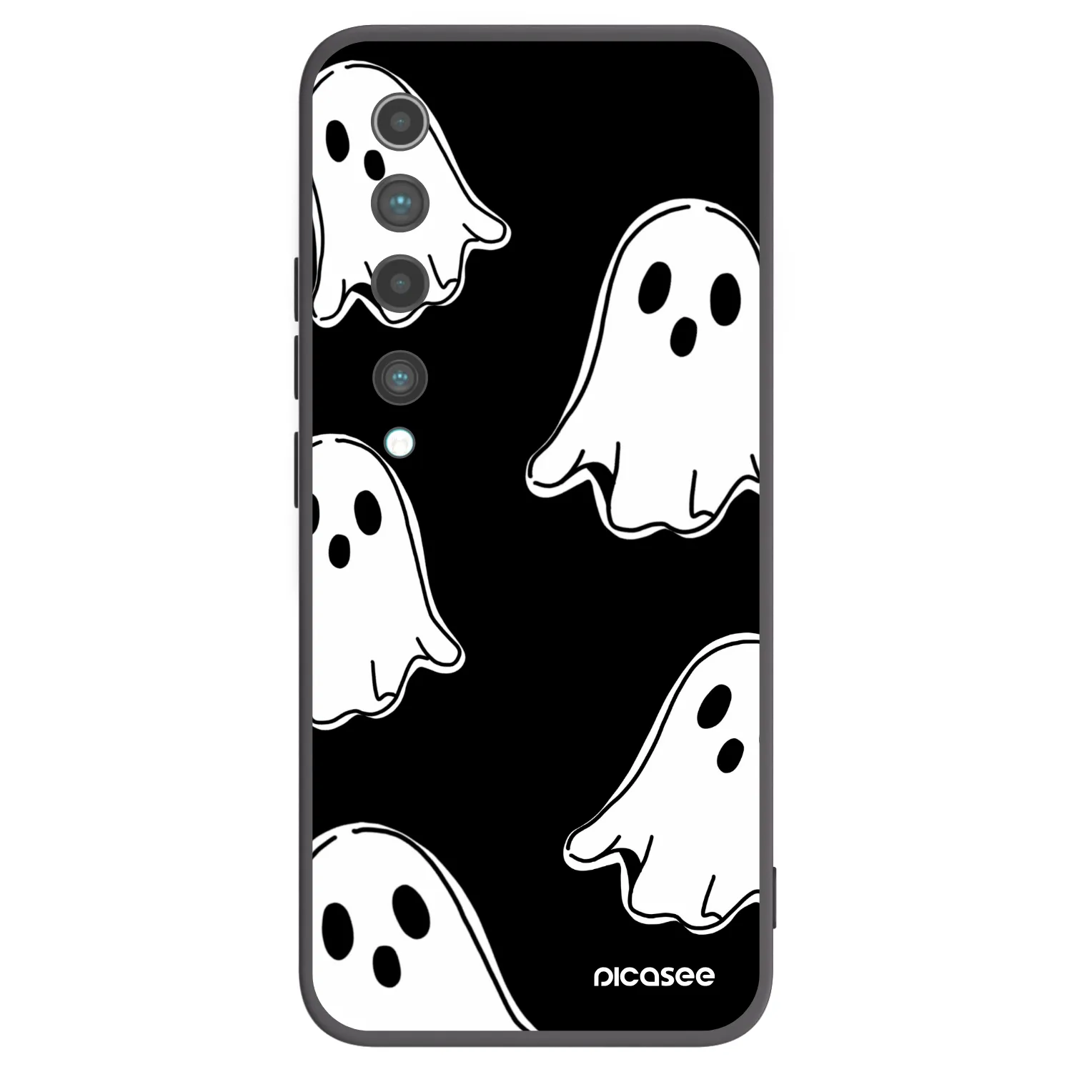 Picasee Xiaomi Mi 10 Hülle - Schwarzes Silikon - Black ghosts