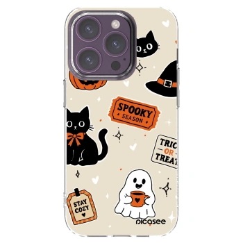 Picasee Apple iPhone 14 Pro Hülle - Transparentes Silikon - Halloween stickers