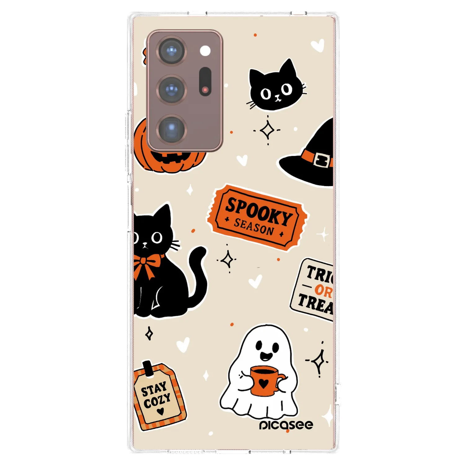 Picasee Samsung Galaxy Note 20 Ultra Hülle - Transparentes Silikon - Halloween stickers