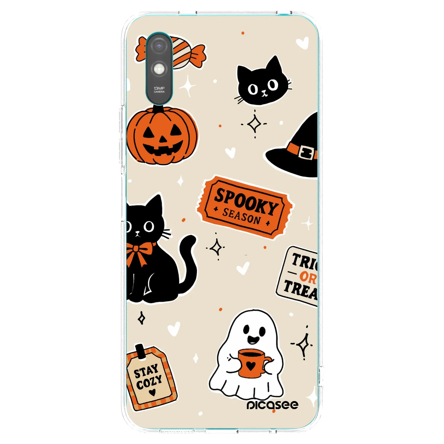 Picasee Xiaomi Redmi 9A Hülle - Transparentes Silikon - Halloween stickers