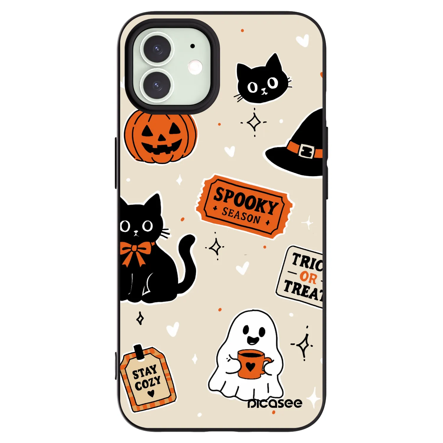 Picasee Apple iPhone 12 Hülle - Schwarzes Silikon - Halloween stickers