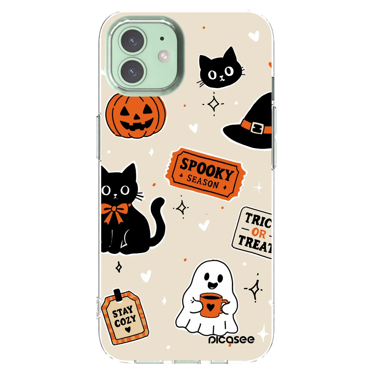 Picasee Apple iPhone 12 Hülle - Transparentes Silikon - Halloween stickers