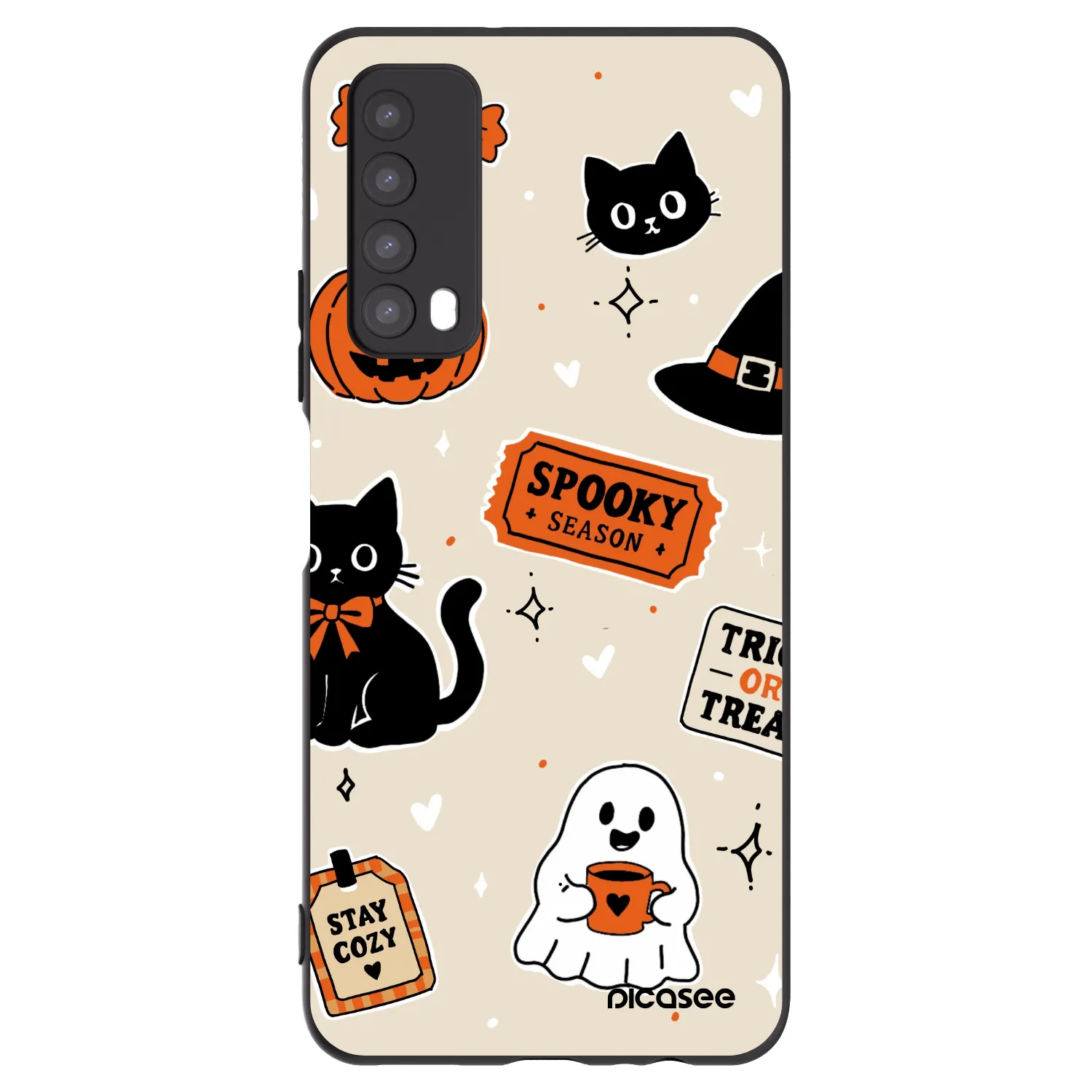 Picasee Huawei P Smart 2021 Hülle - Schwarzes Silikon - Halloween stickers