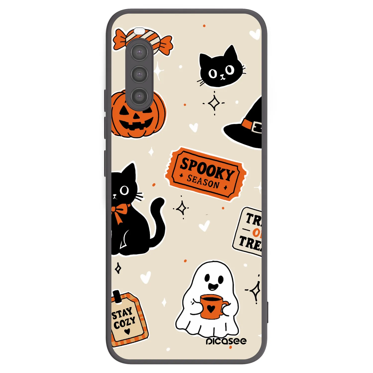 Picasee Sony Xperia 10 II Hülle - Schwarzes Silikon - Halloween stickers
