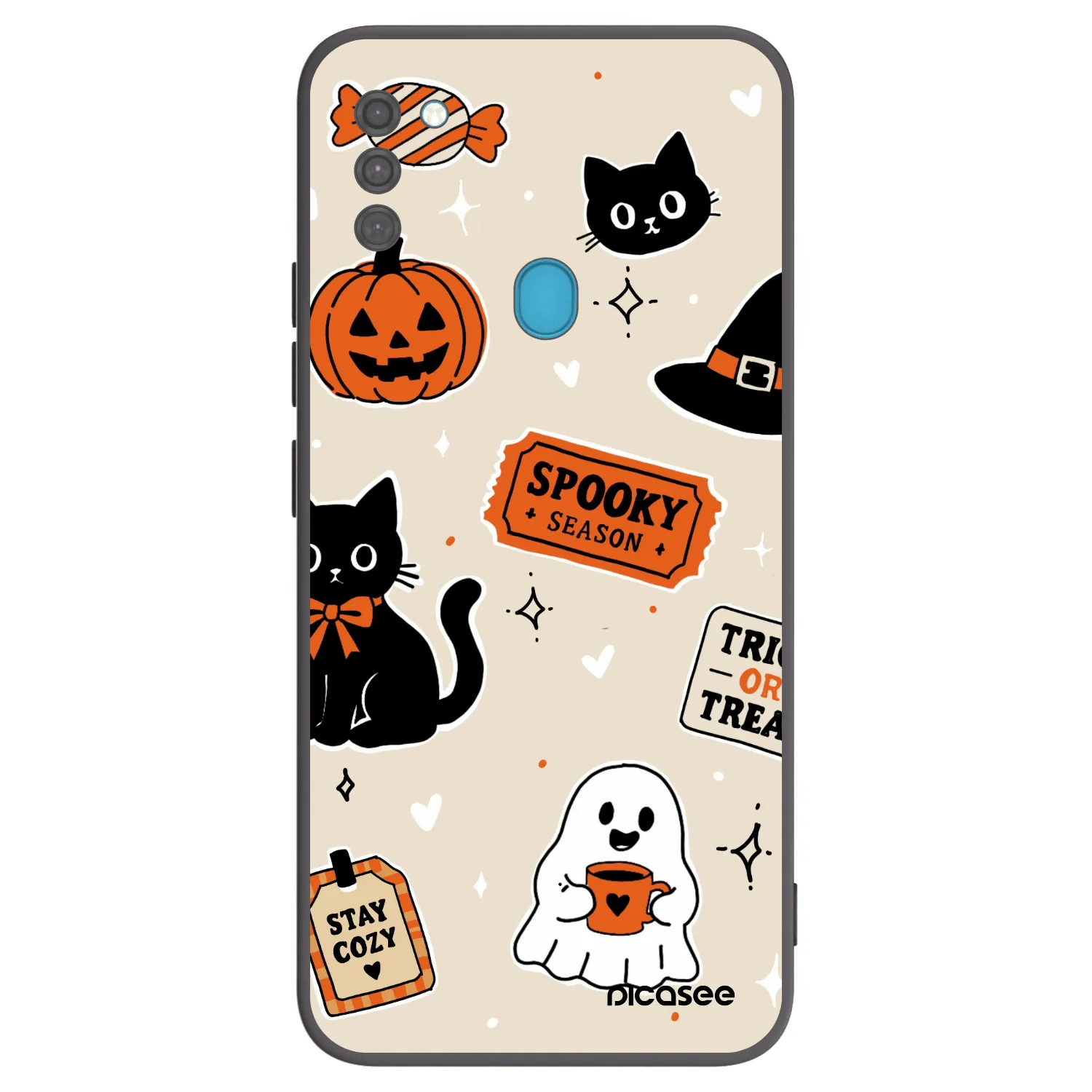Picasee Samsung Galaxy M11 Hülle - Schwarzes Silikon - Halloween stickers