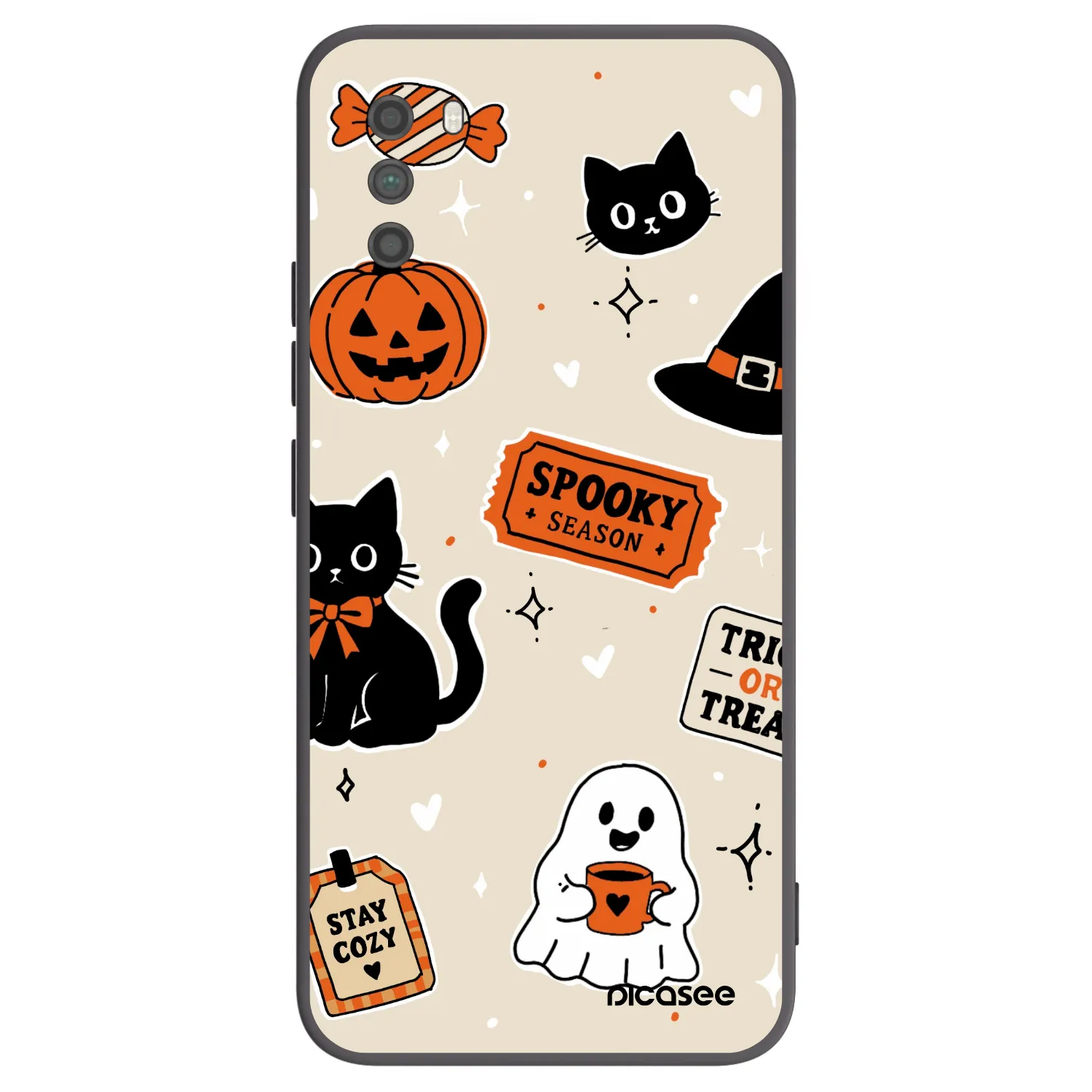 Picasee Xiaomi Poco M3 Hülle - Schwarzes Silikon - Halloween stickers