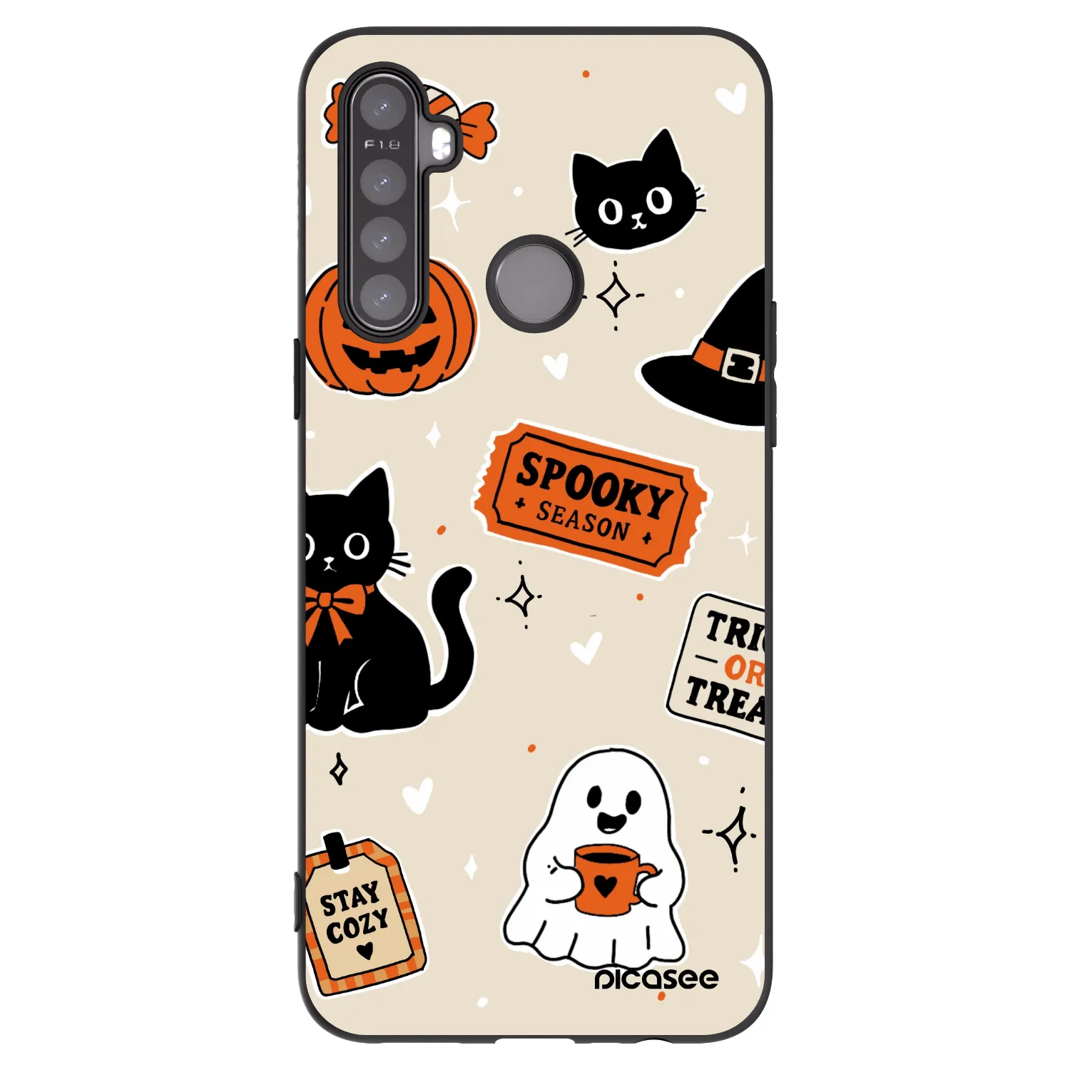 Picasee Realme 5 Hülle - Schwarzes Silikon - Halloween stickers