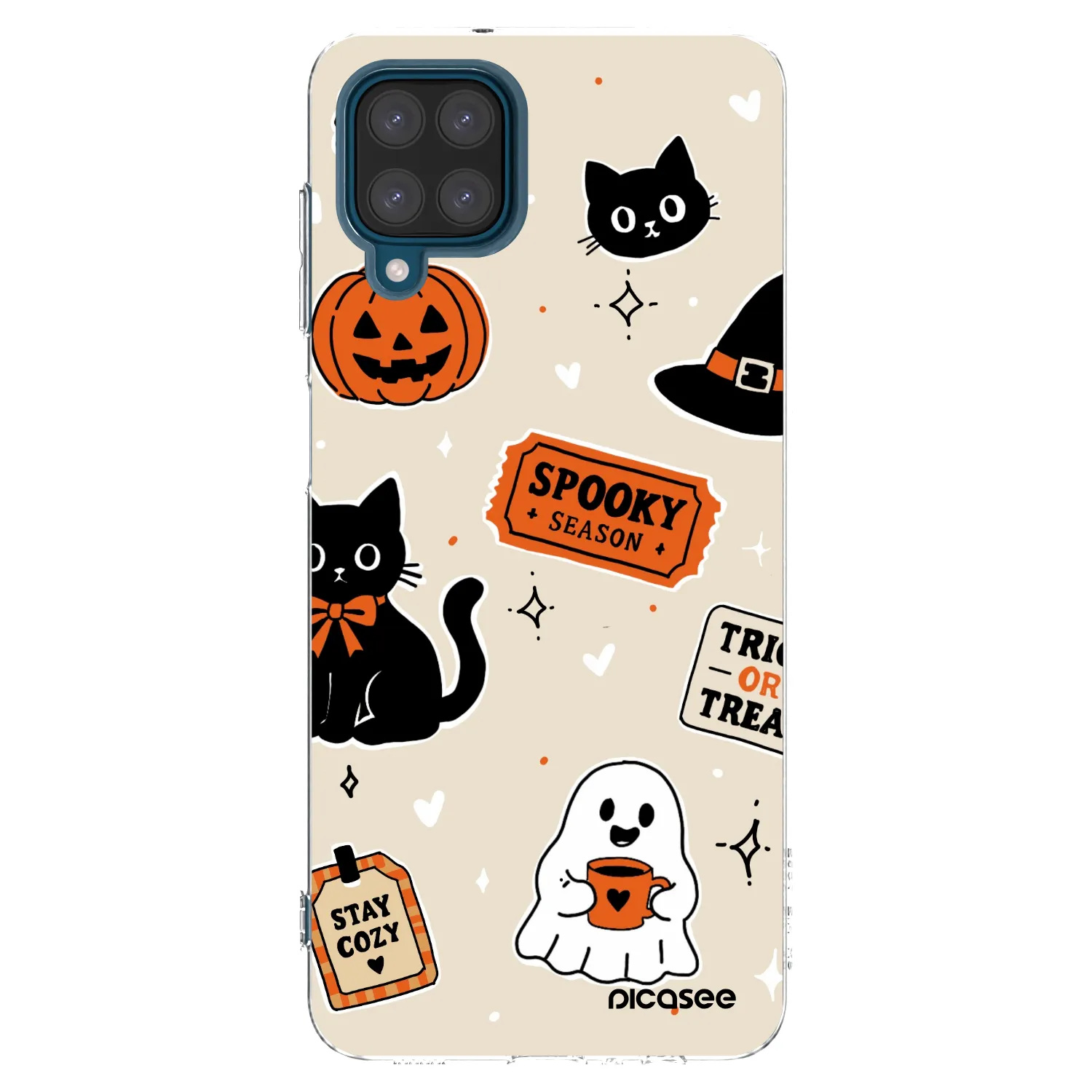 Picasee Samsung Galaxy A12 A125F Hülle - Transparentes Silikon - Halloween stickers