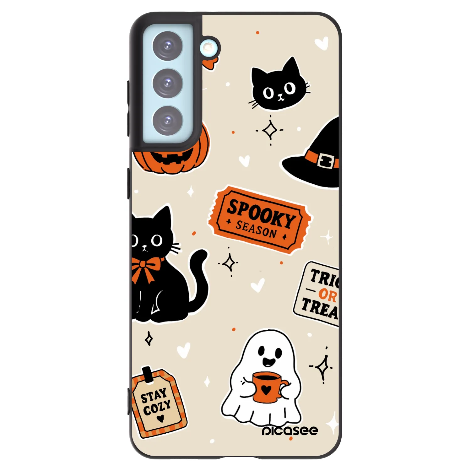 Picasee Samsung Galaxy S21+ 5G G996F Hülle - Schwarzes Silikon - Halloween stickers