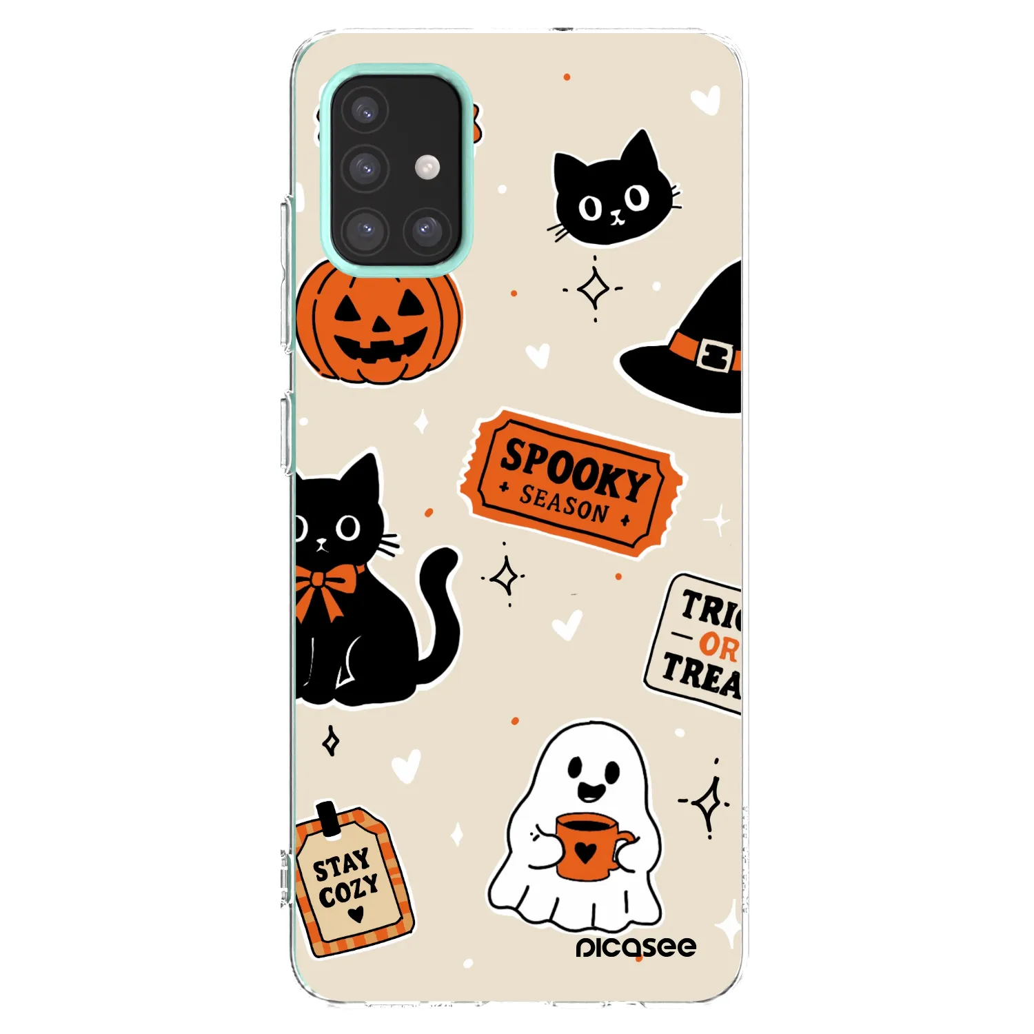 Picasee Samsung Galaxy M31s Hülle - Transparentes Silikon - Halloween stickers