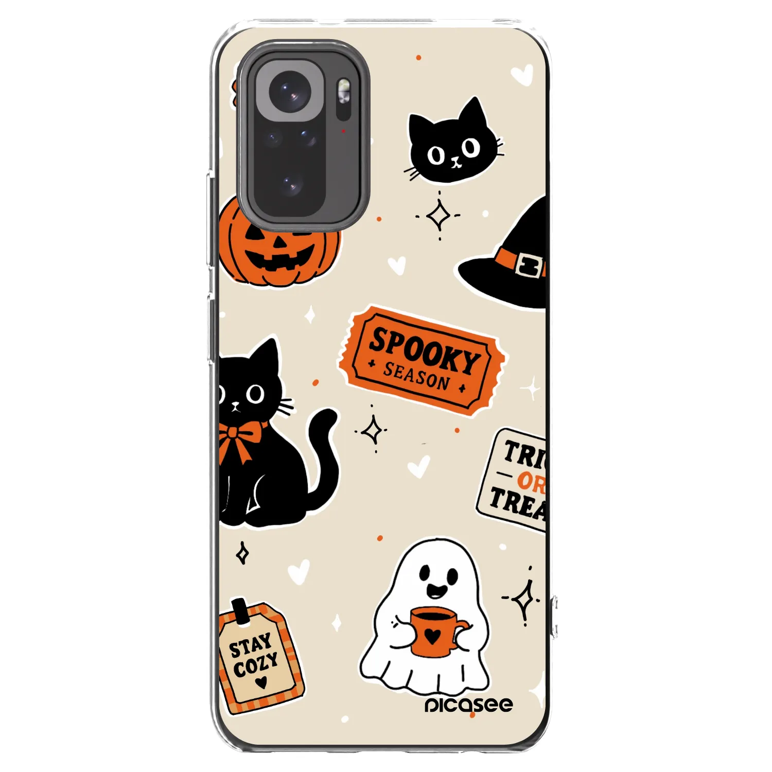 Picasee Xiaomi Redmi Note 10 Hülle - Transparentes Silikon - Halloween stickers