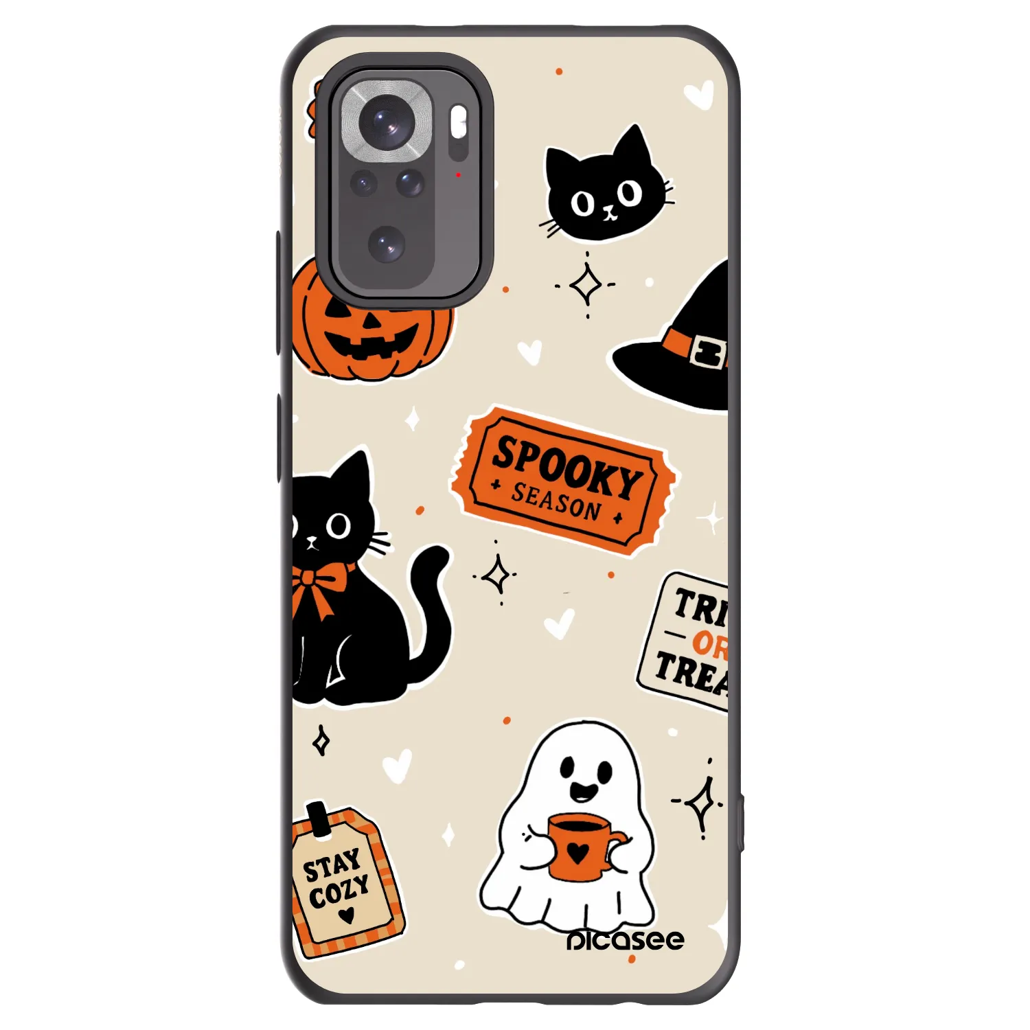 Picasee Xiaomi Redmi Note 10 Hülle - Schwarzes Silikon - Halloween stickers