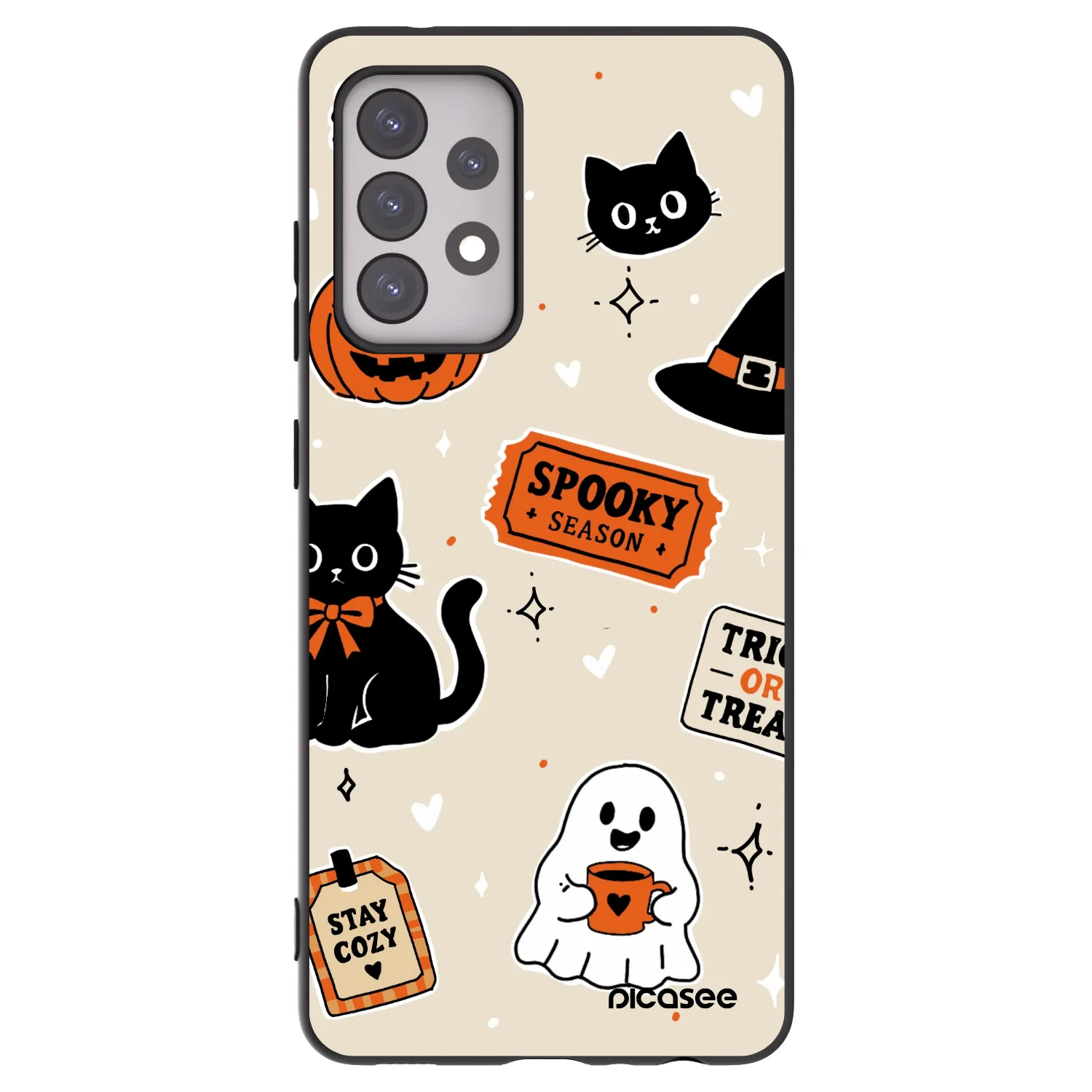 Picasee Samsung Galaxy A52 5G A525F Hülle - Schwarzes Silikon - Halloween stickers
