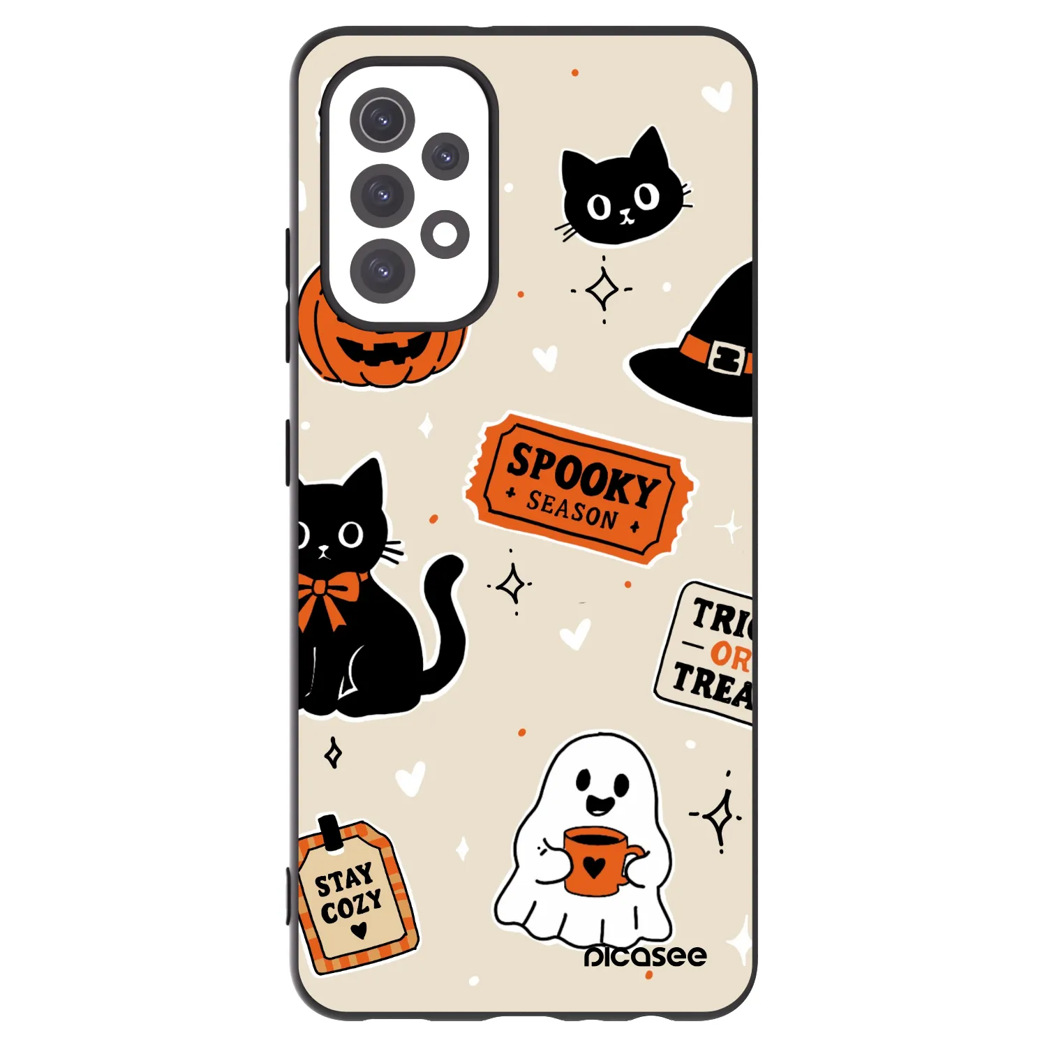 Picasee Samsung Galaxy A32 5G A326B Hülle - Schwarzes Silikon - Halloween stickers